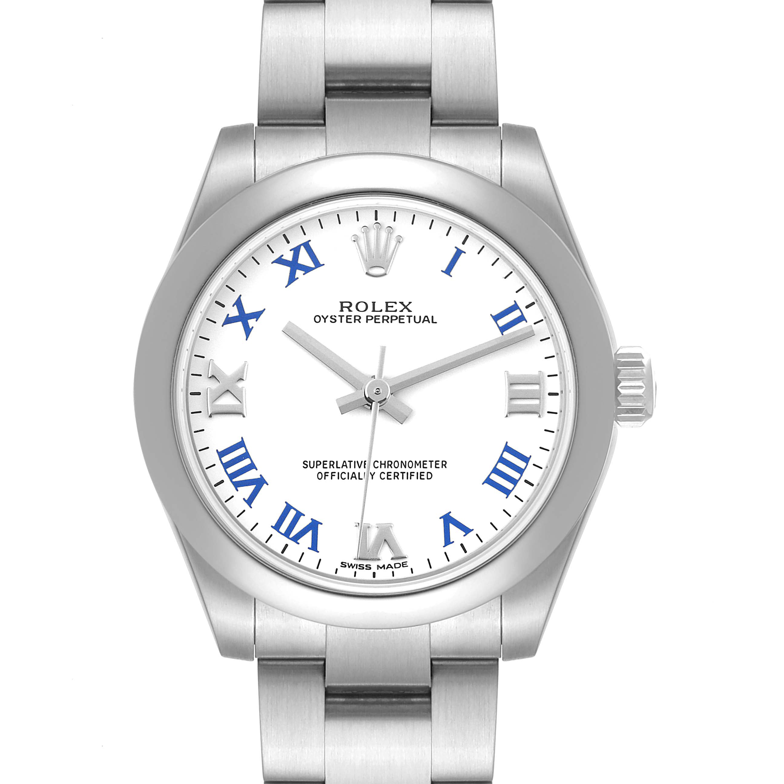 Rolex Oyster Perpetual Midsize White Dial Ladies Watch 177200 Box Card
