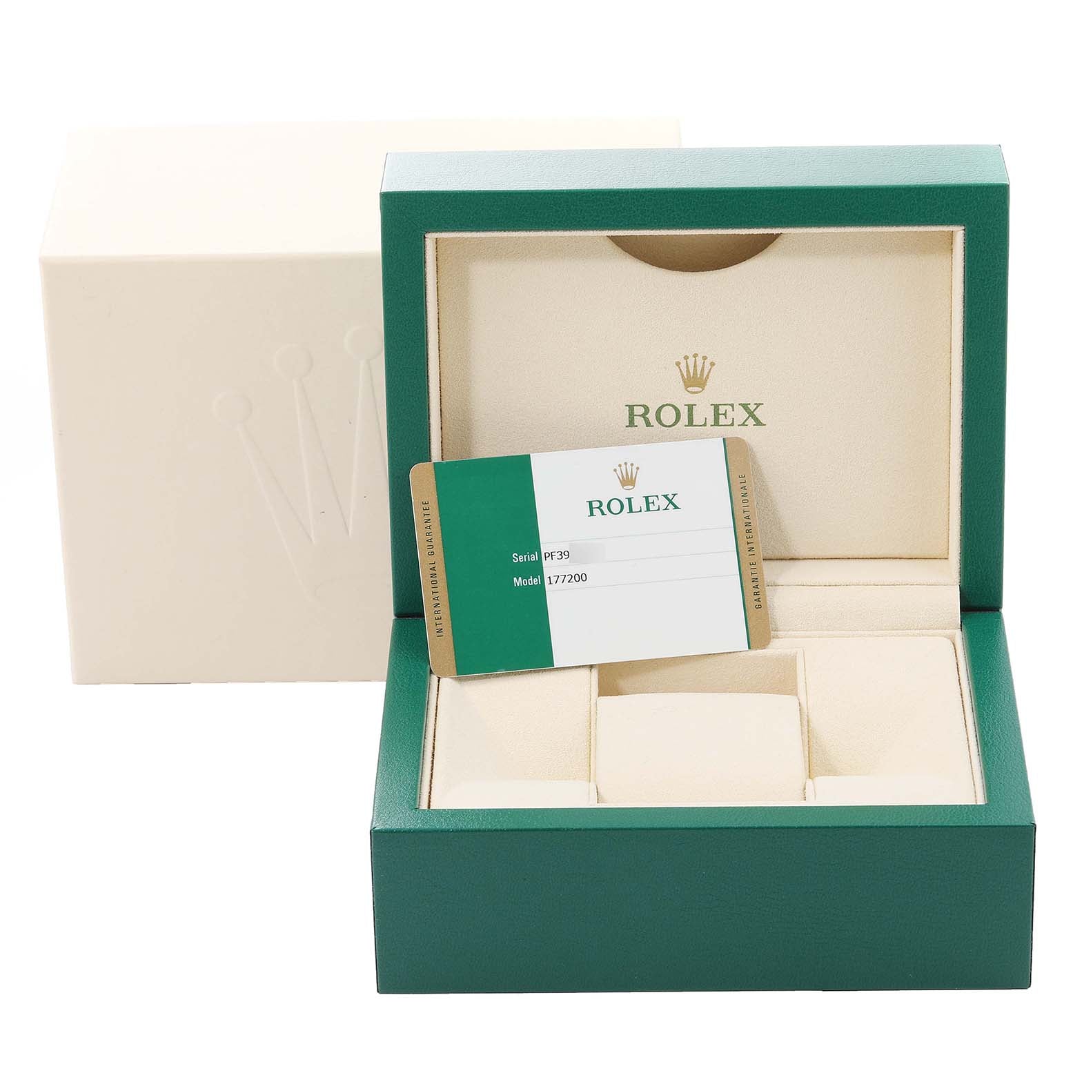 Rolex Oyster Perpetual Midsize White Dial Ladies Watch 177200 Box Card