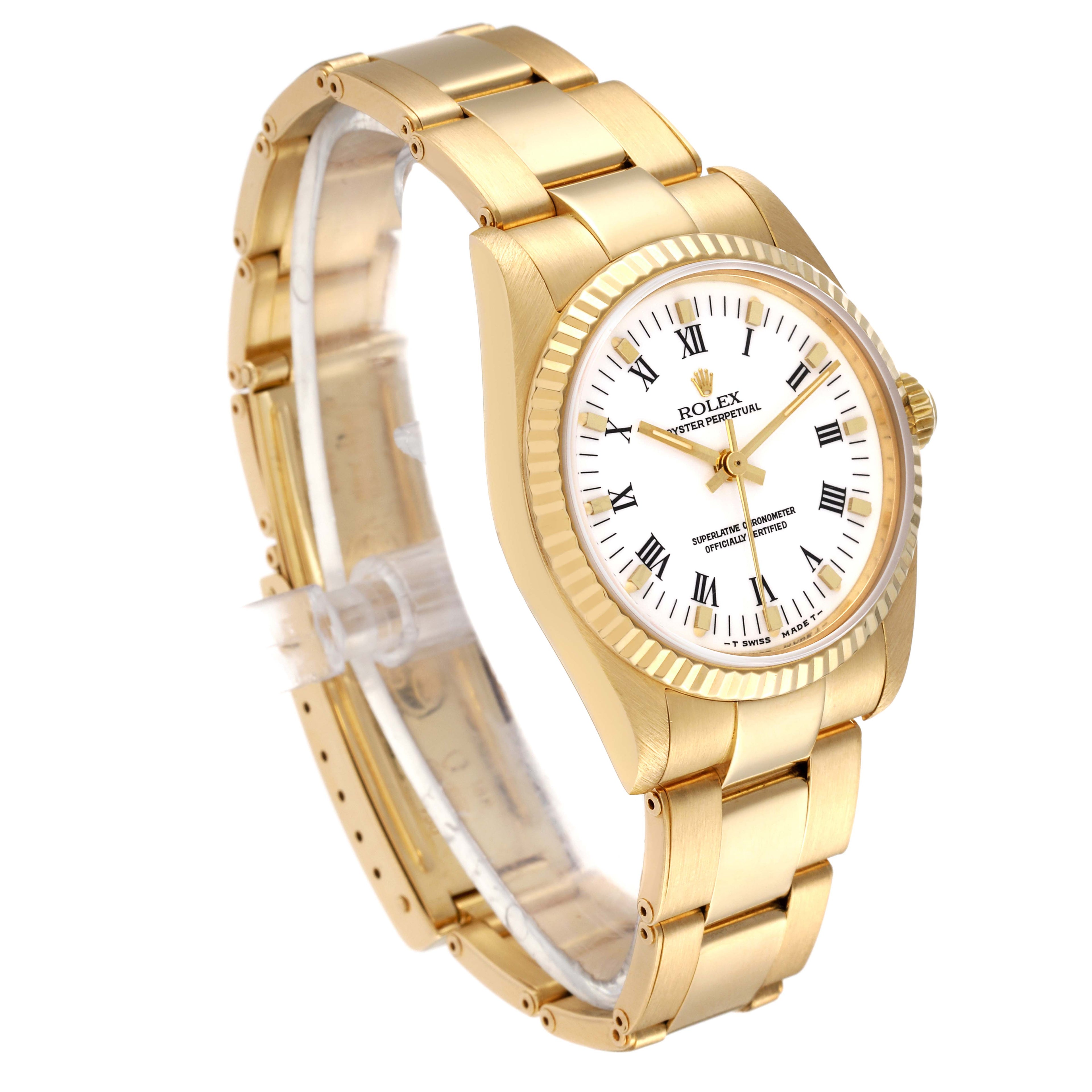 Rolex Oyster Perpetual Midsize White Dial Yellow Gold Ladies Watch 67518