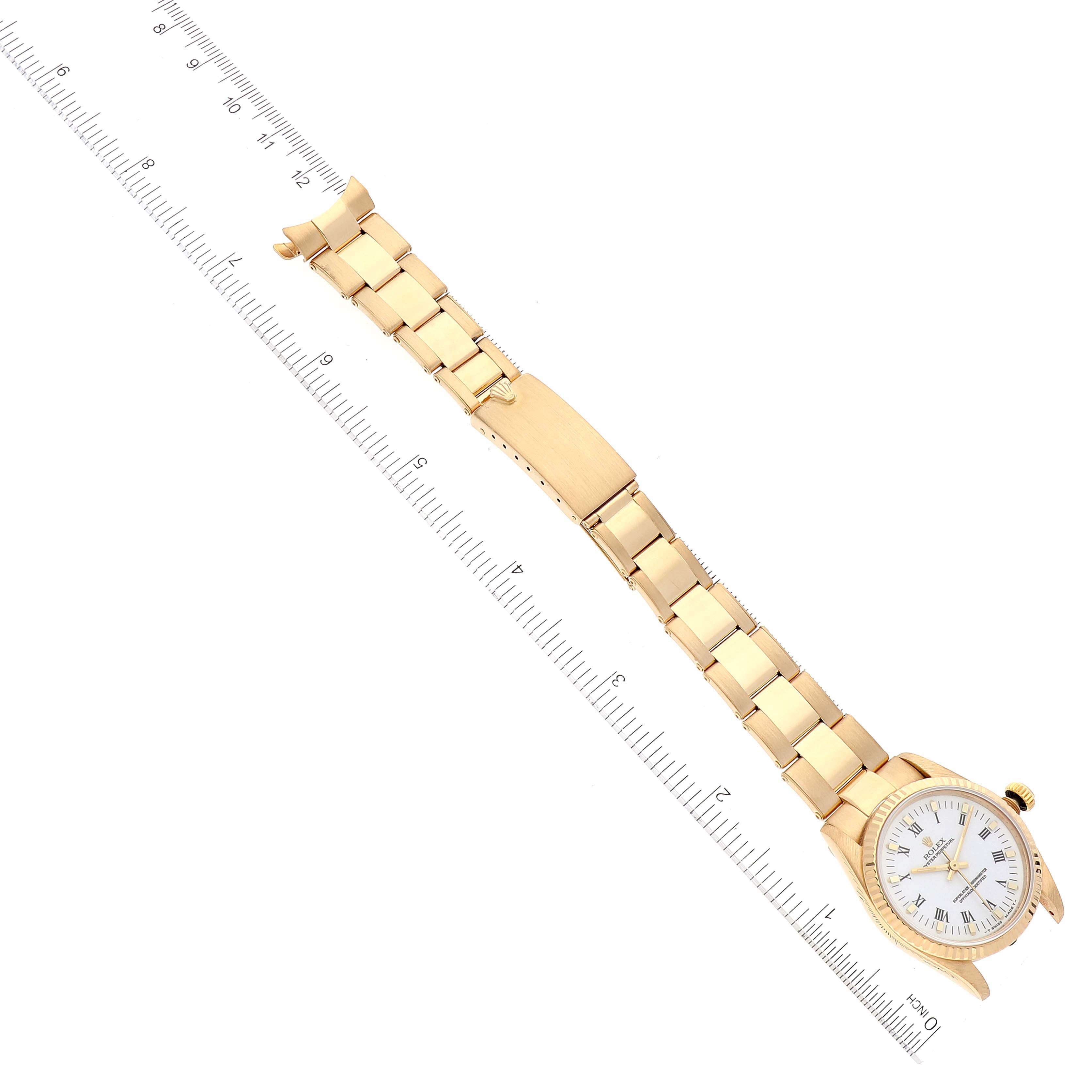 Rolex Oyster Perpetual Midsize White Dial Yellow Gold Ladies Watch 67518