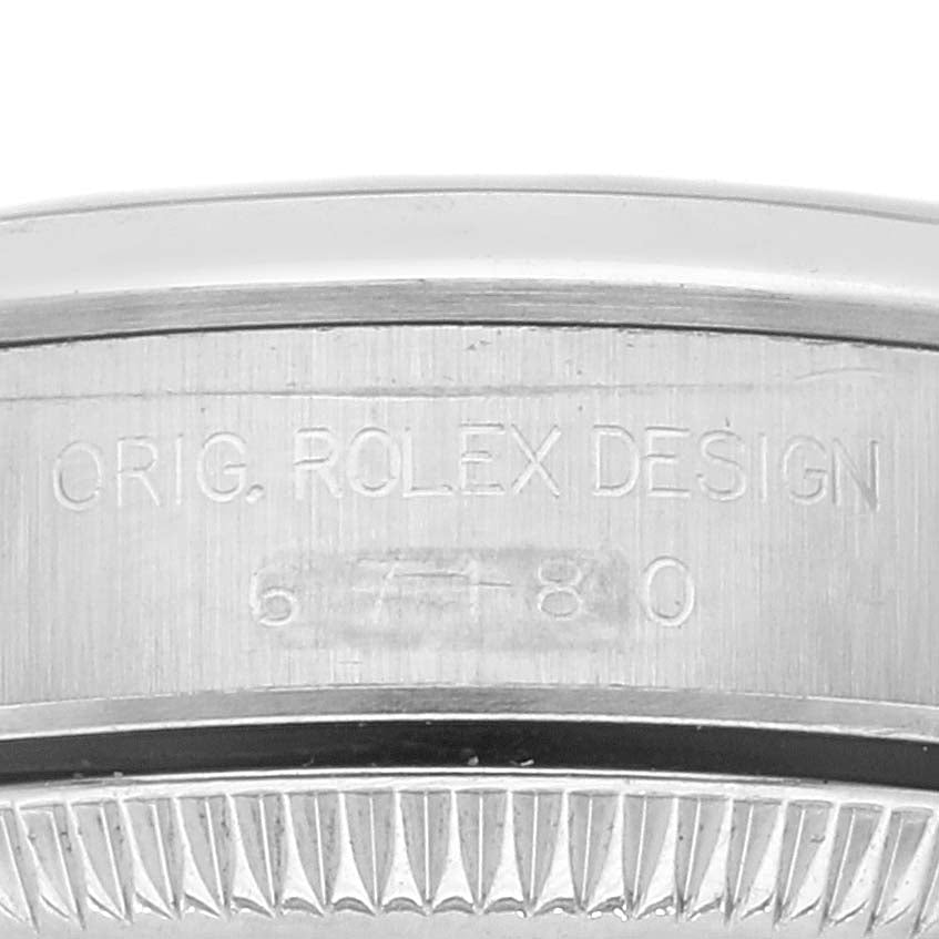 Rolex Oyster Perpetual Non-Date Blue Dial Smooth Bezel Steel Ladies Watch 67180