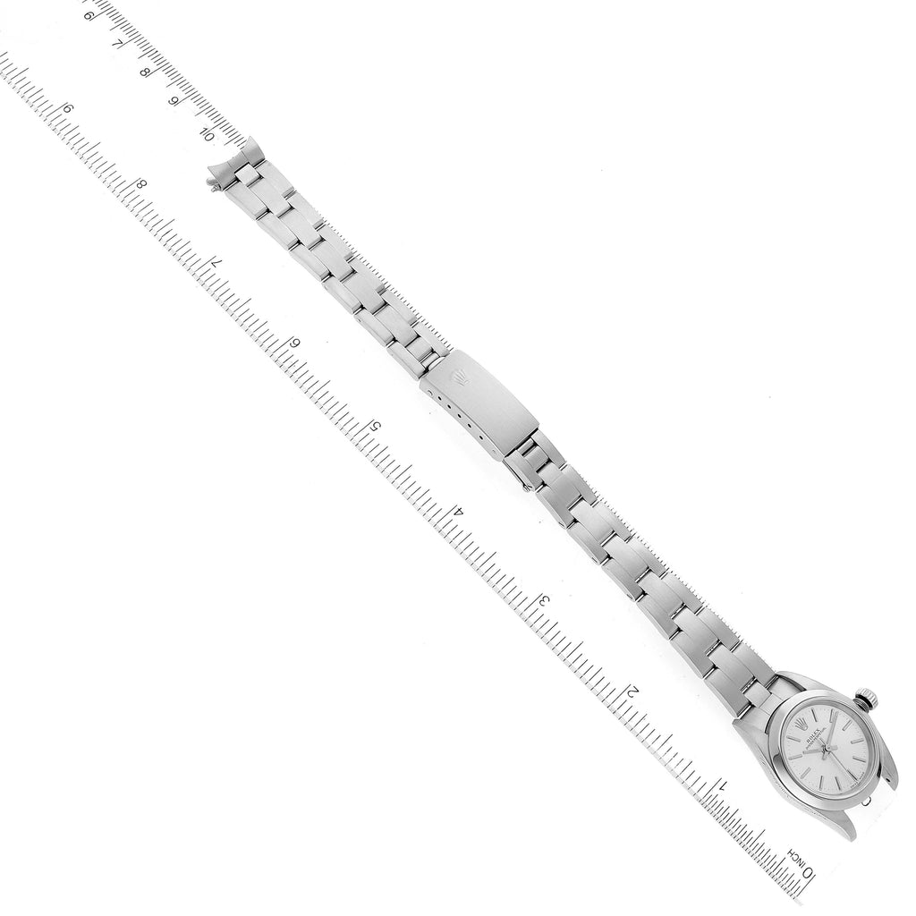 Rolex Oyster Perpetual Non-Date Silver Dial Ladies Watch 76080 Papers