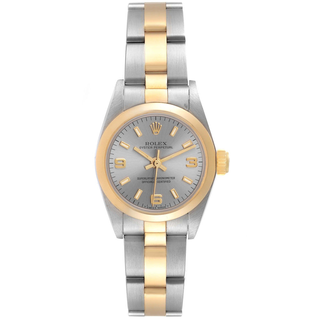 Rolex Oyster Perpetual Non Date Steel Yellow Gold Ladies Watch 67183 Box Papers