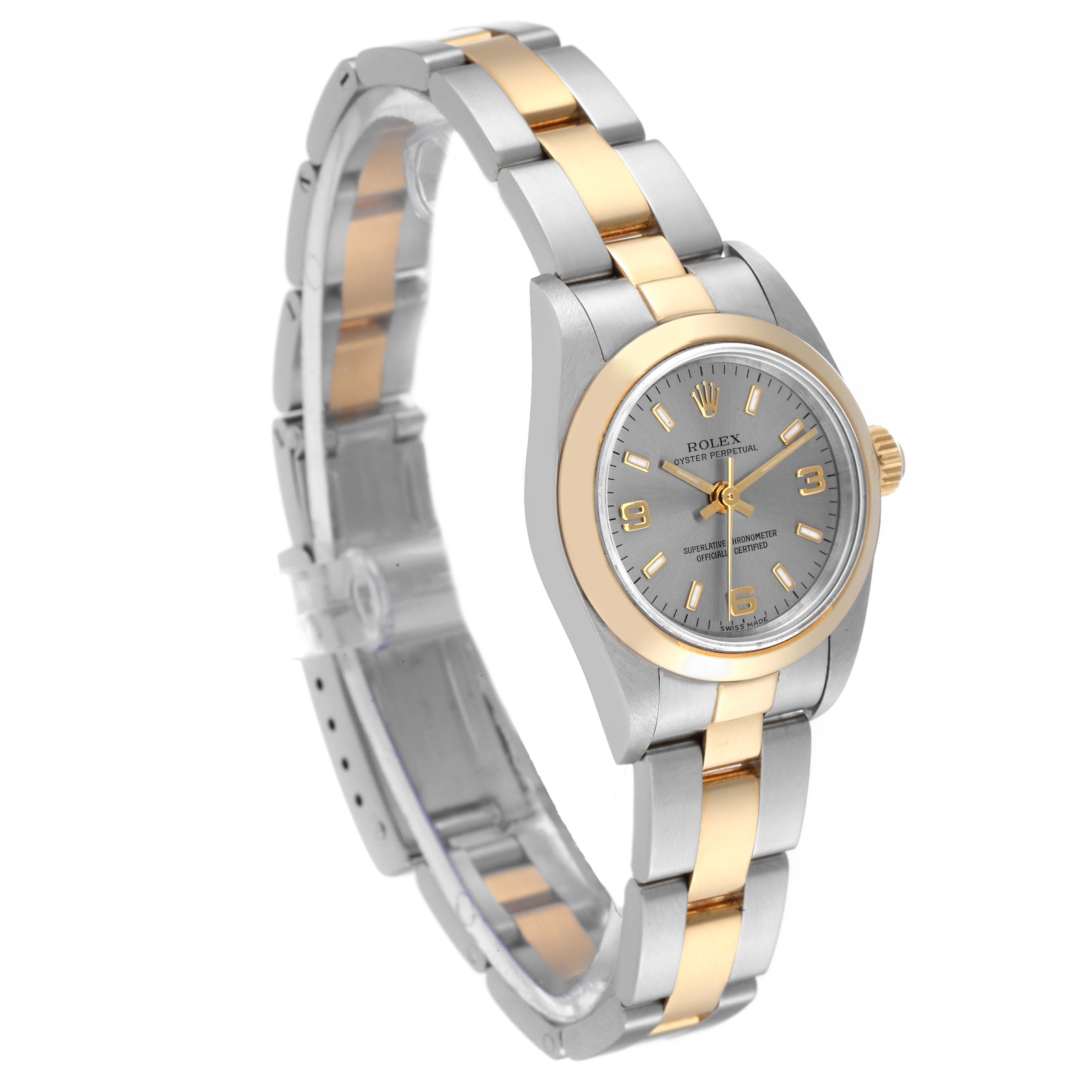 Rolex Oyster Perpetual Non-Date Steel Yellow Gold Ladies Watch 76183 Box Papers