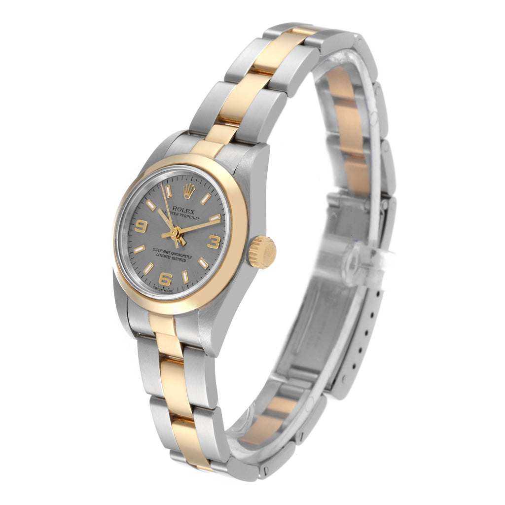 Rolex Oyster Perpetual Non-Date Steel Yellow Gold Ladies Watch 76183 Box Papers