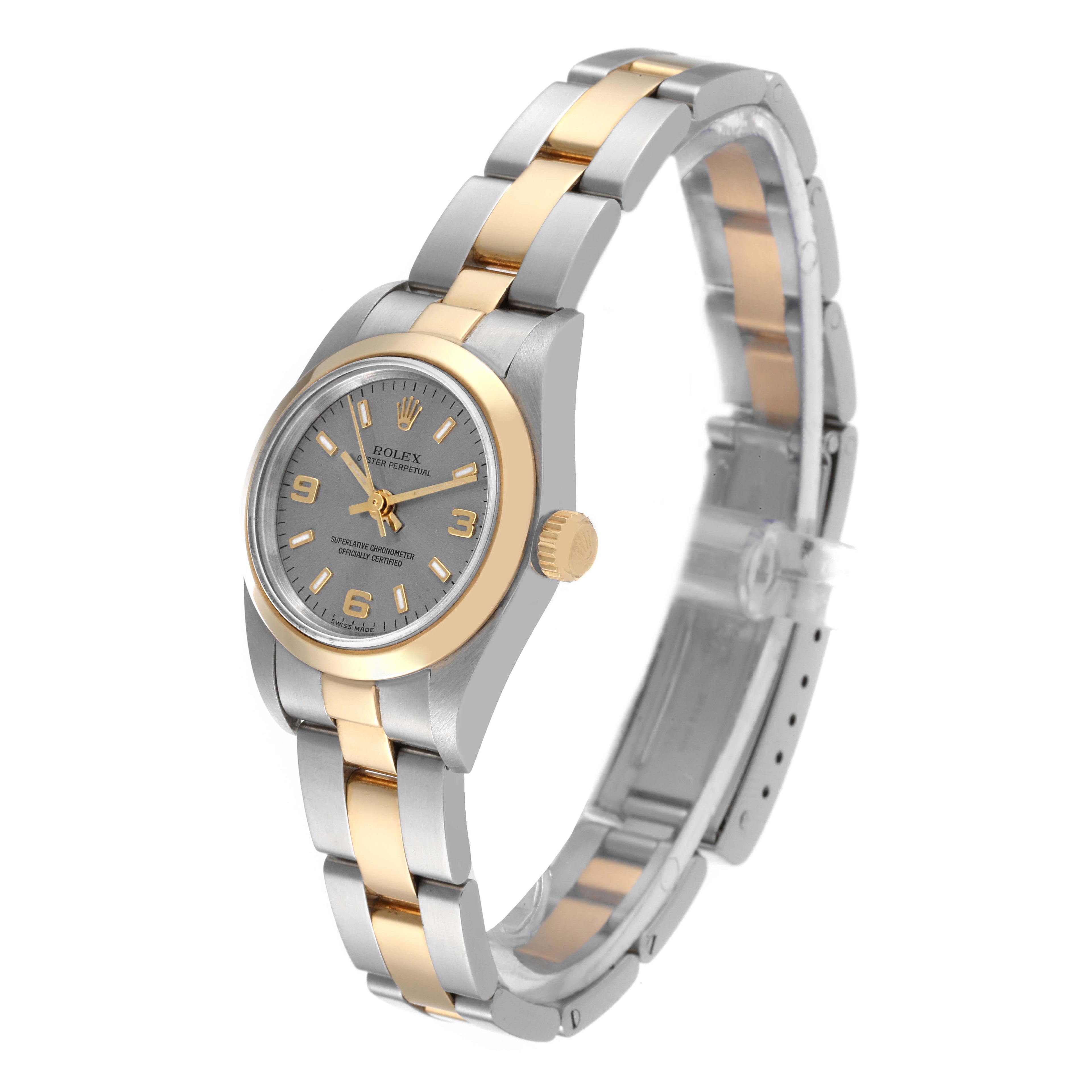 Rolex Oyster Perpetual Non-Date Steel Yellow Gold Ladies Watch 76183 Box Papers