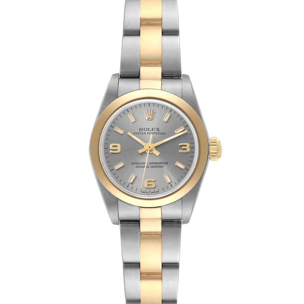 Rolex Oyster Perpetual Non-Date Steel Yellow Gold Ladies Watch 76183 Box Papers