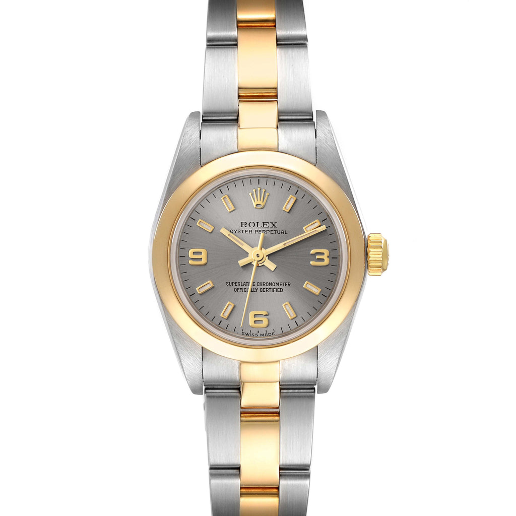 Rolex Oyster Perpetual Non-Date Steel Yellow Gold Slate Dial Ladies Watch 76183