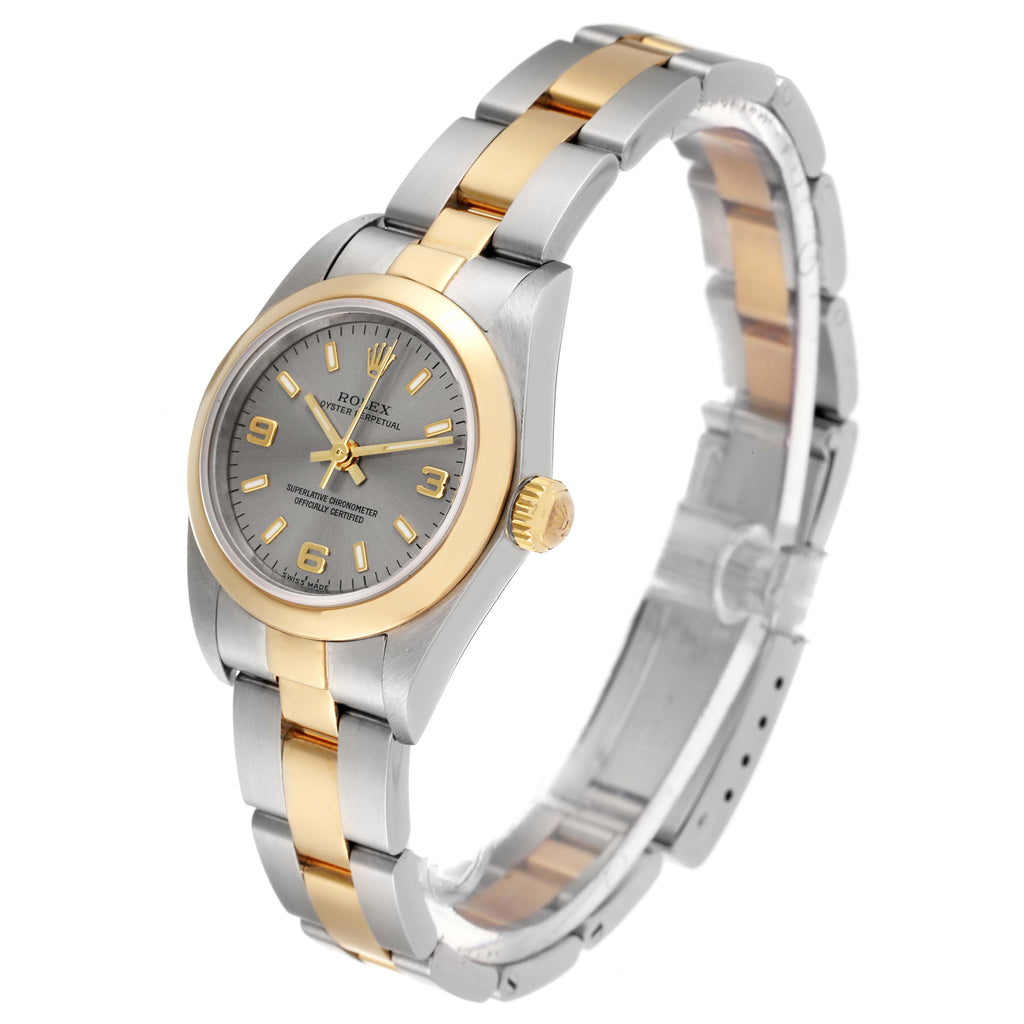 Rolex Oyster Perpetual Non-Date Steel Yellow Gold Slate Dial Ladies Watch 76183