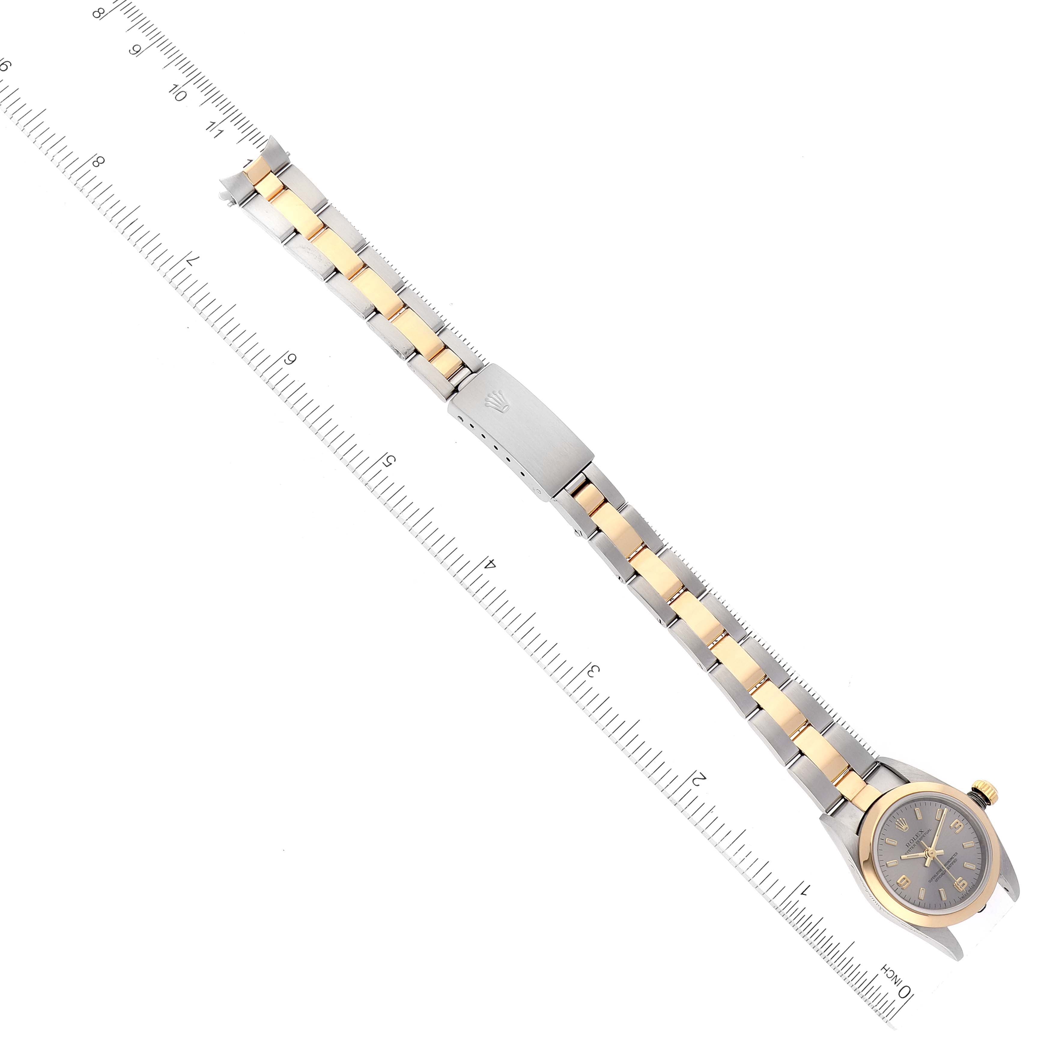 Rolex Oyster Perpetual Non-Date Steel Yellow Gold Slate Dial Ladies Watch 76183