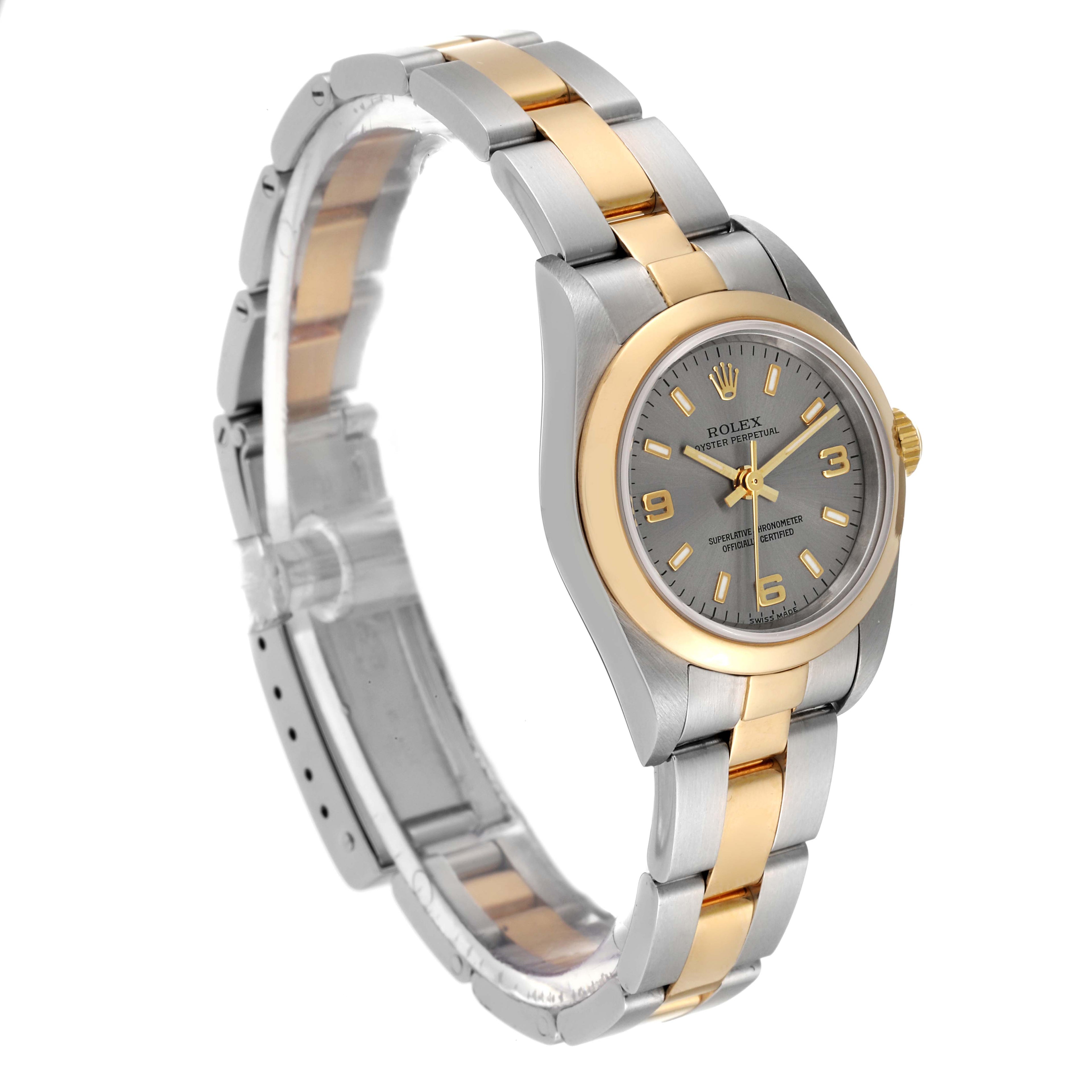 Rolex Oyster Perpetual Non-Date Steel Yellow Gold Slate Dial Ladies Watch 76183