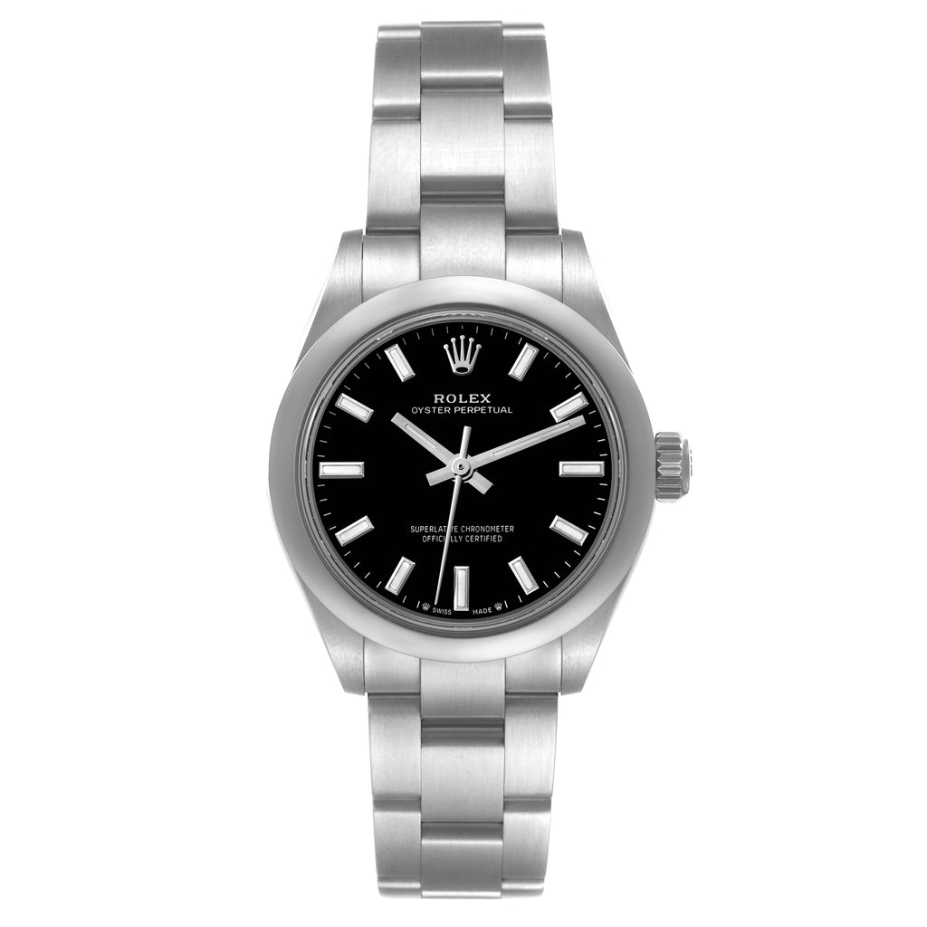 Rolex Oyster Perpetual Nondate Black Dial Steel Ladies Watch 276200 Unworn