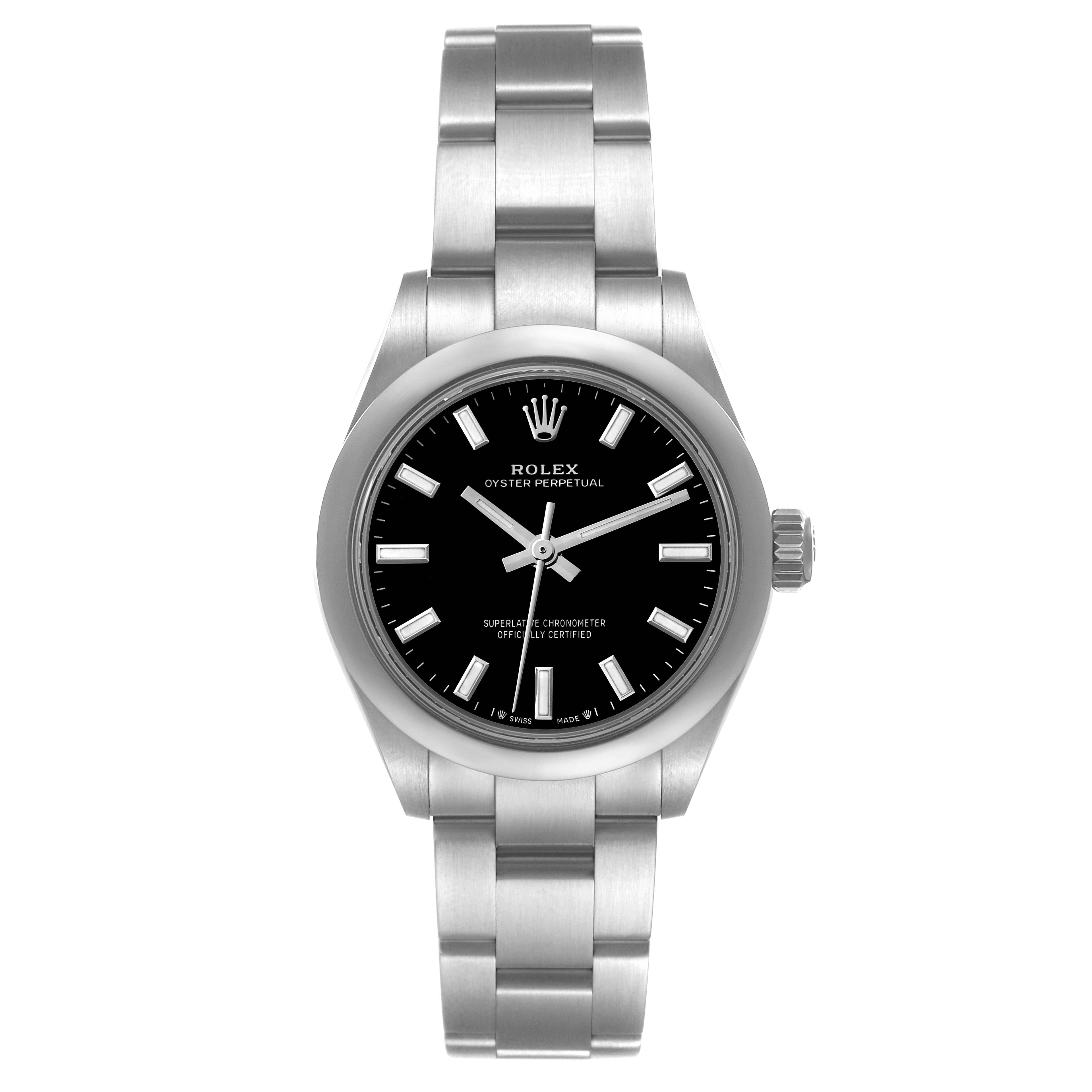 Rolex Oyster Perpetual Nondate Black Dial Steel Ladies Watch 276200 Unworn