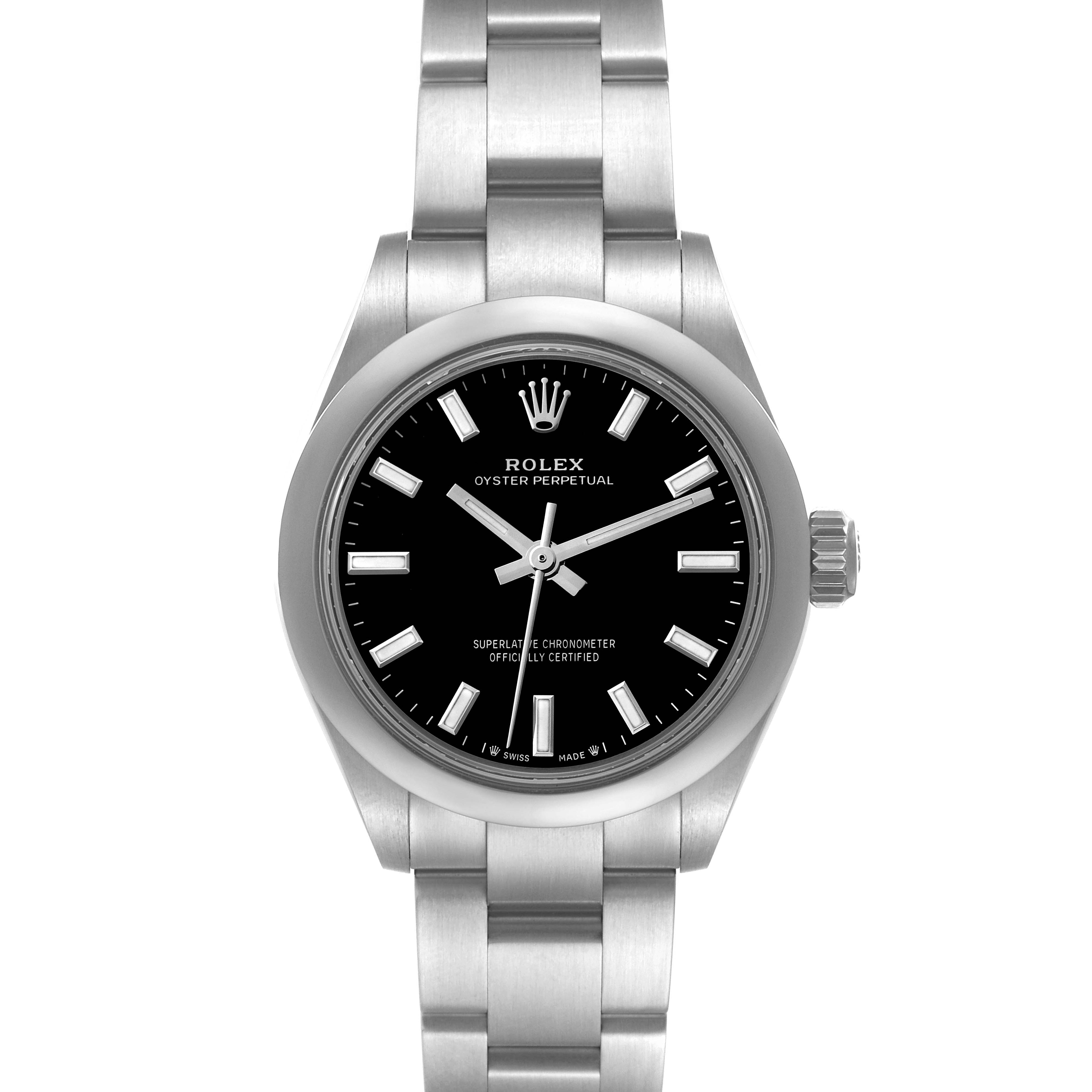 Rolex Oyster Perpetual Nondate Black Dial Steel Ladies Watch 276200 Unworn