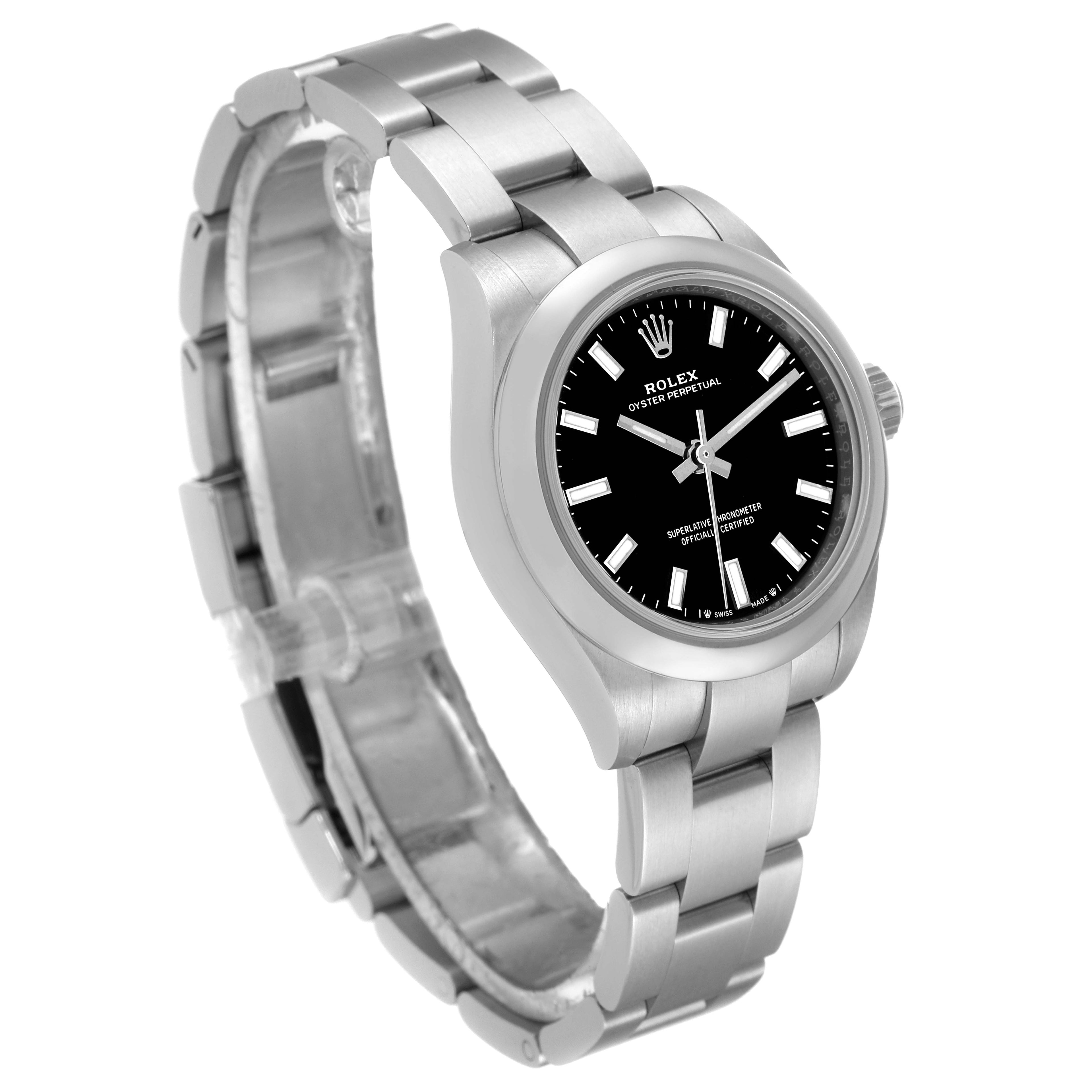 Rolex Oyster Perpetual Nondate Black Dial Steel Ladies Watch 276200 Unworn