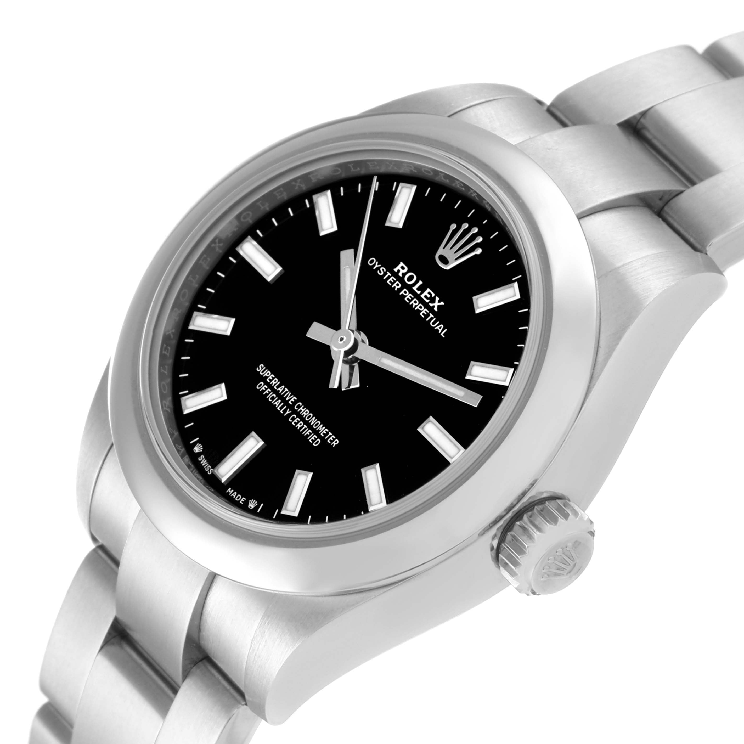 Rolex Oyster Perpetual Nondate Black Dial Steel Ladies Watch 276200 Unworn