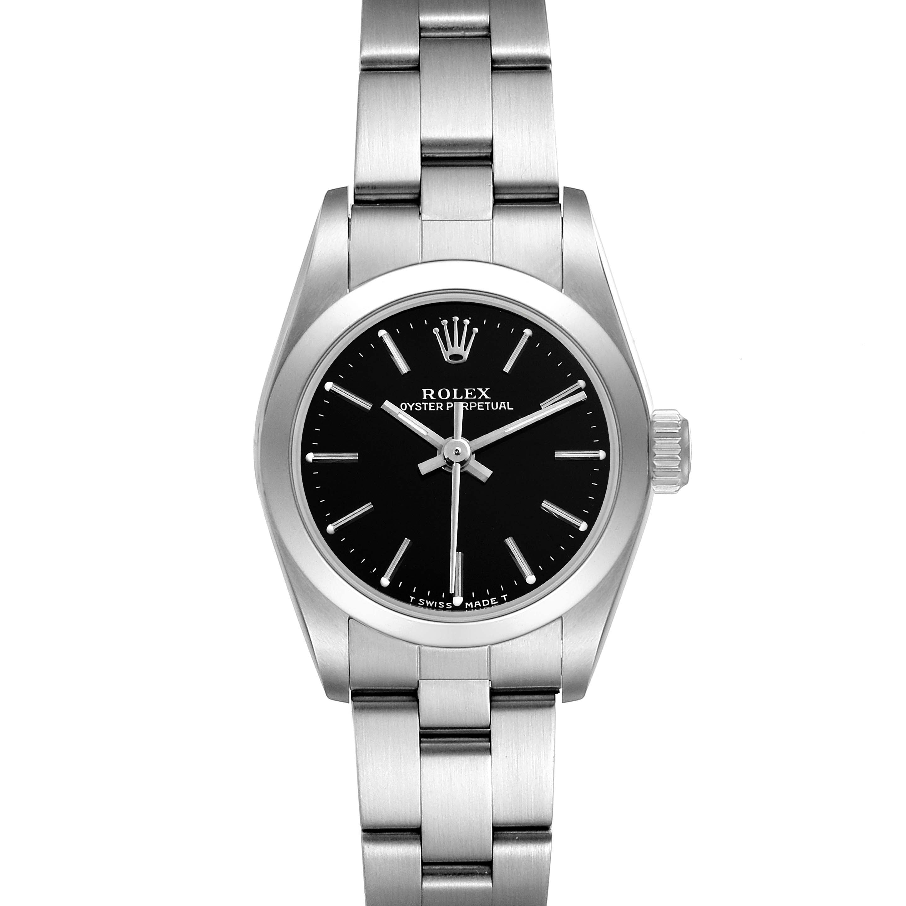 Rolex Oyster Perpetual Nondate Black Dial Steel Ladies Watch 67180