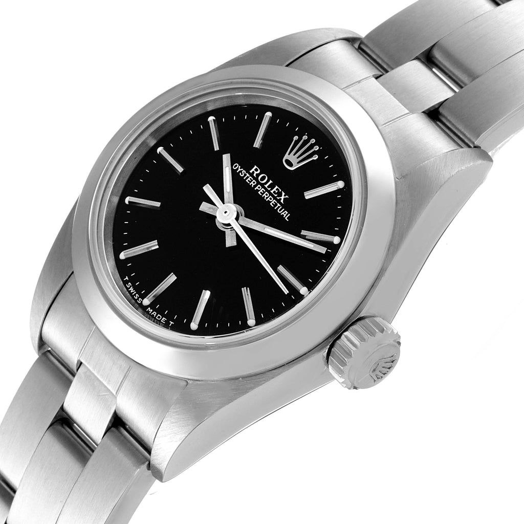 Rolex Oyster Perpetual Nondate Black Dial Steel Ladies Watch 67180