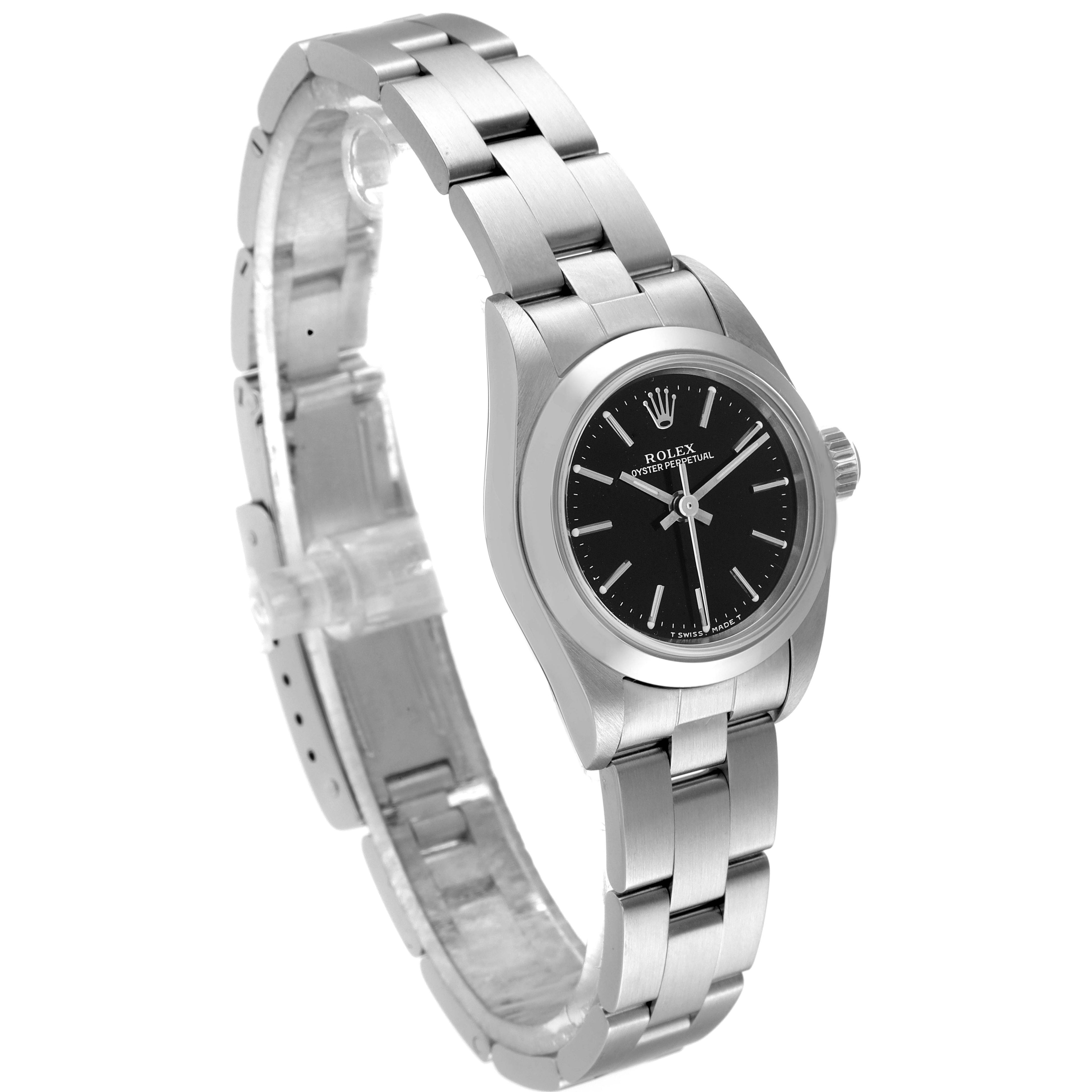 Rolex Oyster Perpetual Nondate Black Dial Steel Ladies Watch 67180