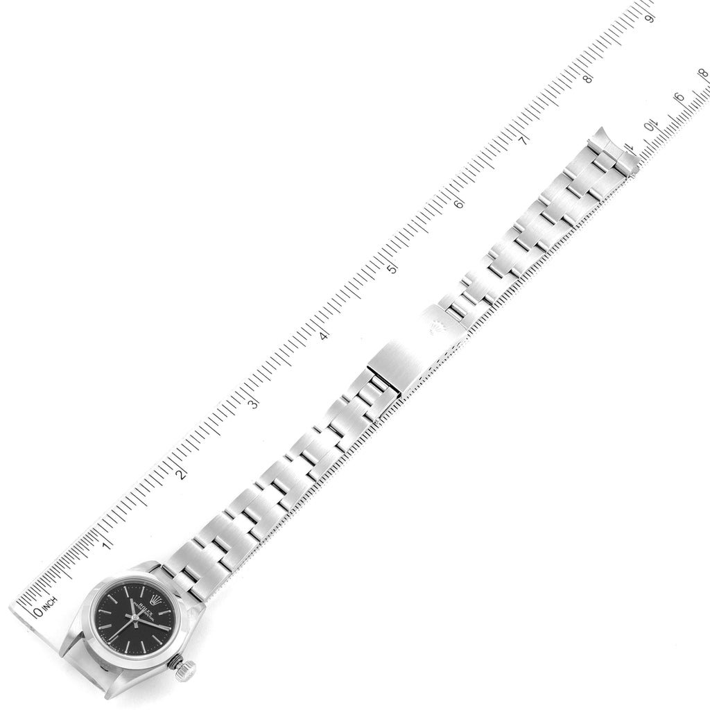 Rolex Oyster Perpetual Nondate Black Dial Steel Ladies Watch 67180