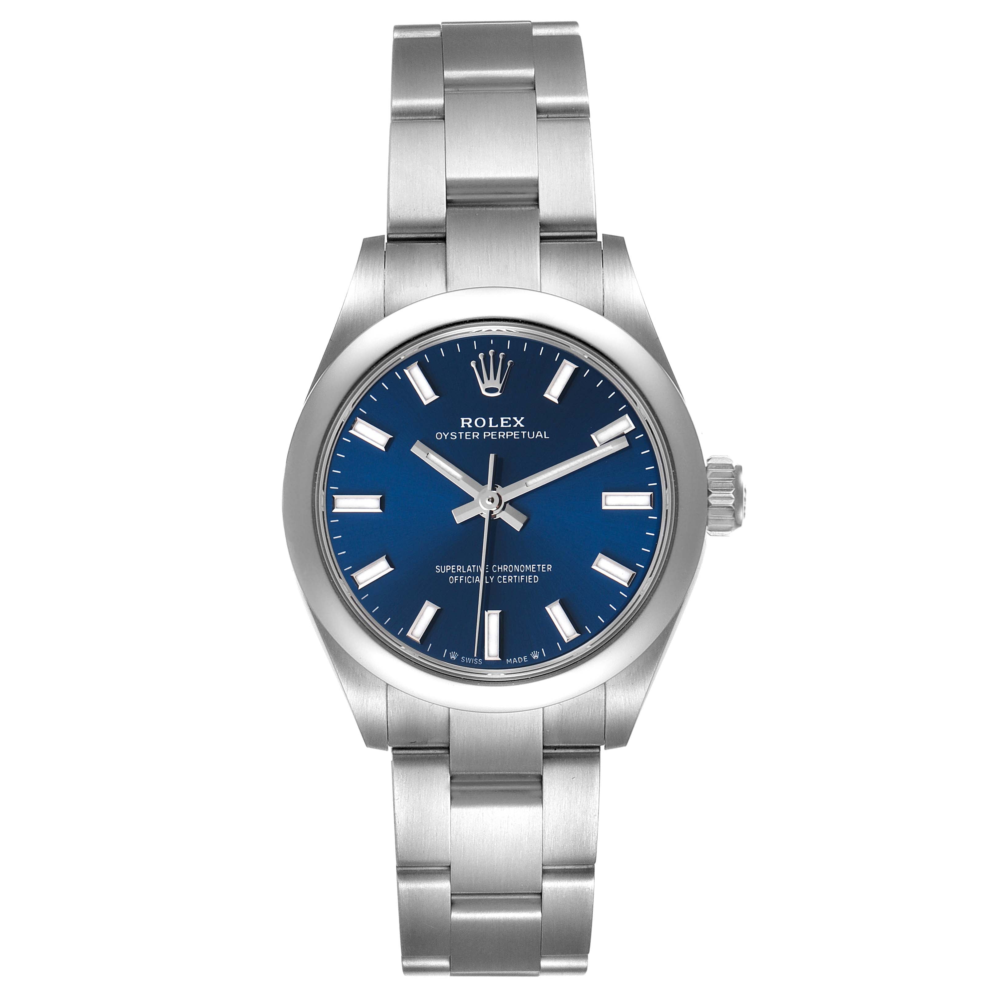 Rolex Oyster Perpetual Nondate Blue Dial Steel Ladies Watch 276200 Unworn