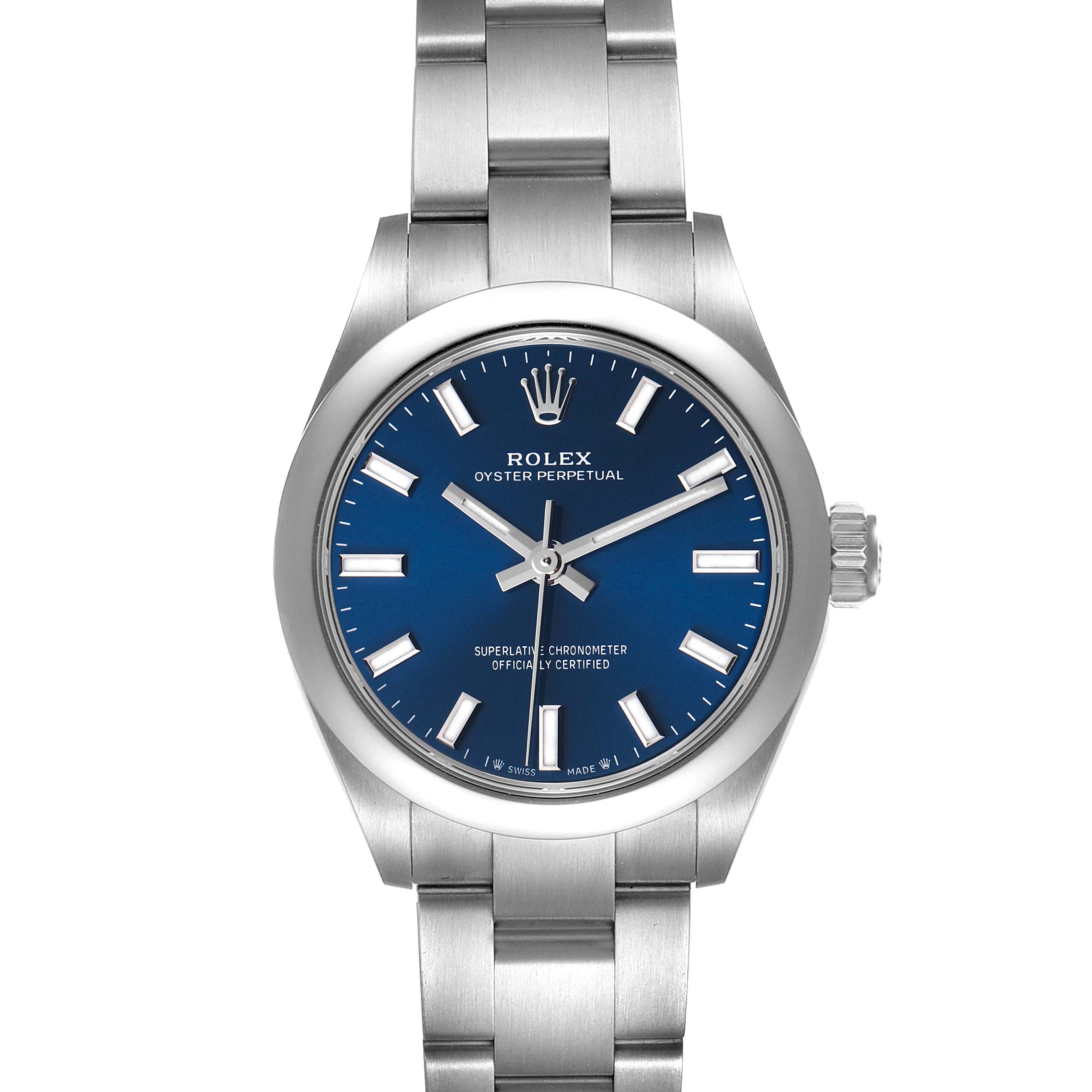 Rolex Oyster Perpetual Nondate Blue Dial Steel Ladies Watch 276200 Unworn