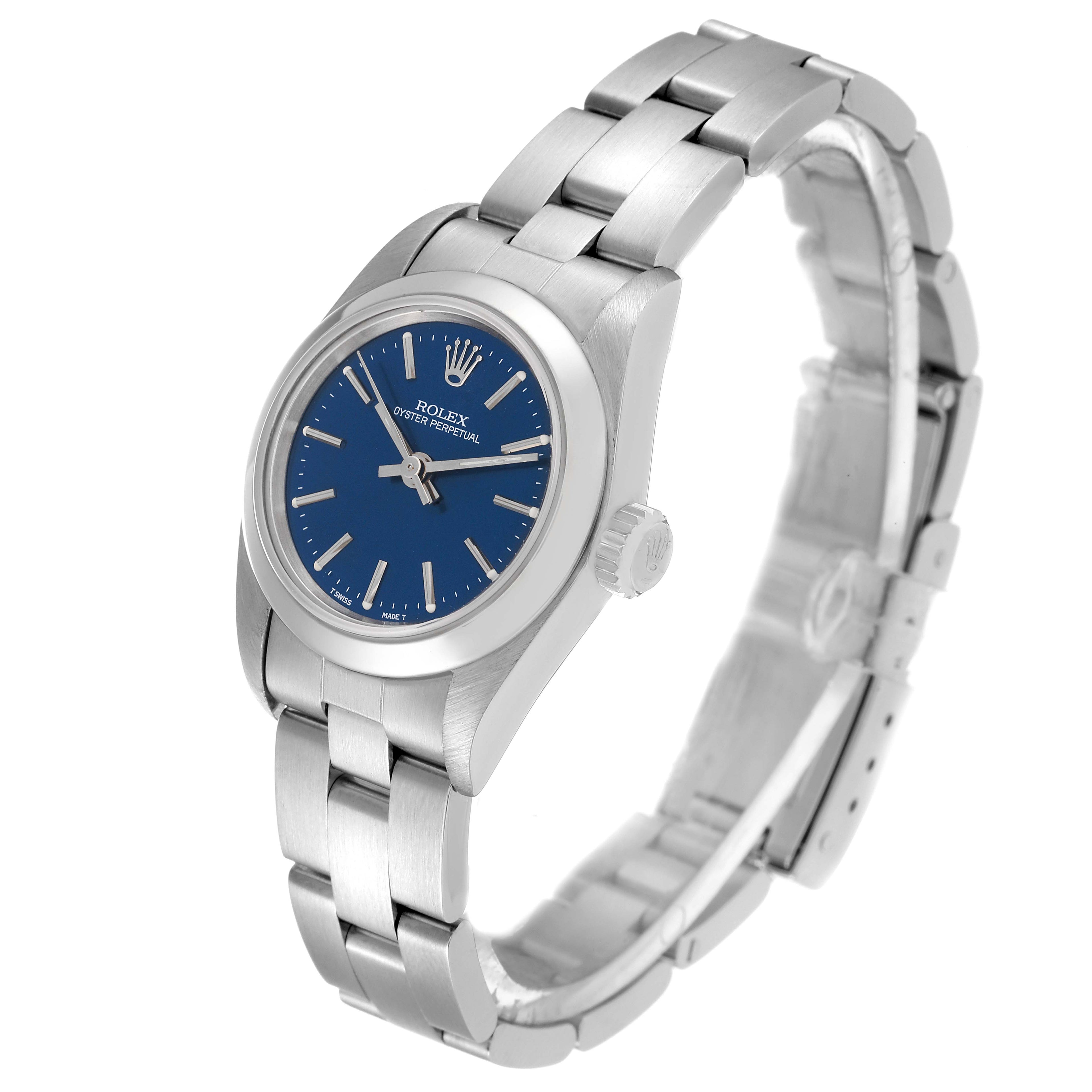 Rolex Oyster Perpetual Nondate Blue Dial Steel Ladies Watch 67180