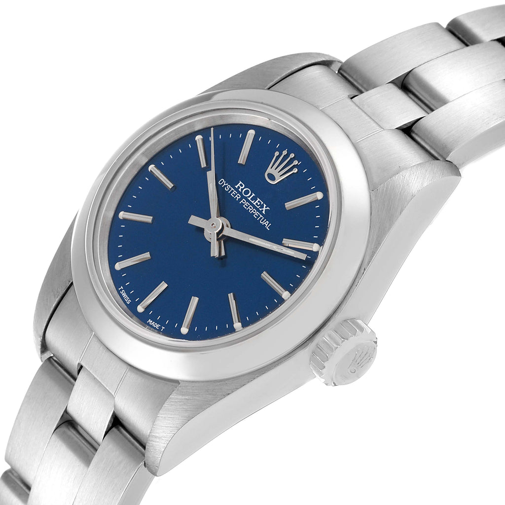 Rolex Oyster Perpetual Nondate Blue Dial Steel Ladies Watch 67180