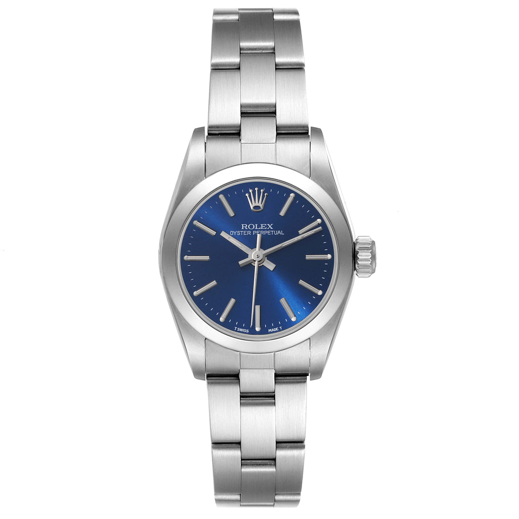 Rolex Oyster Perpetual Nondate Blue Dial Steel Ladies Watch 67180