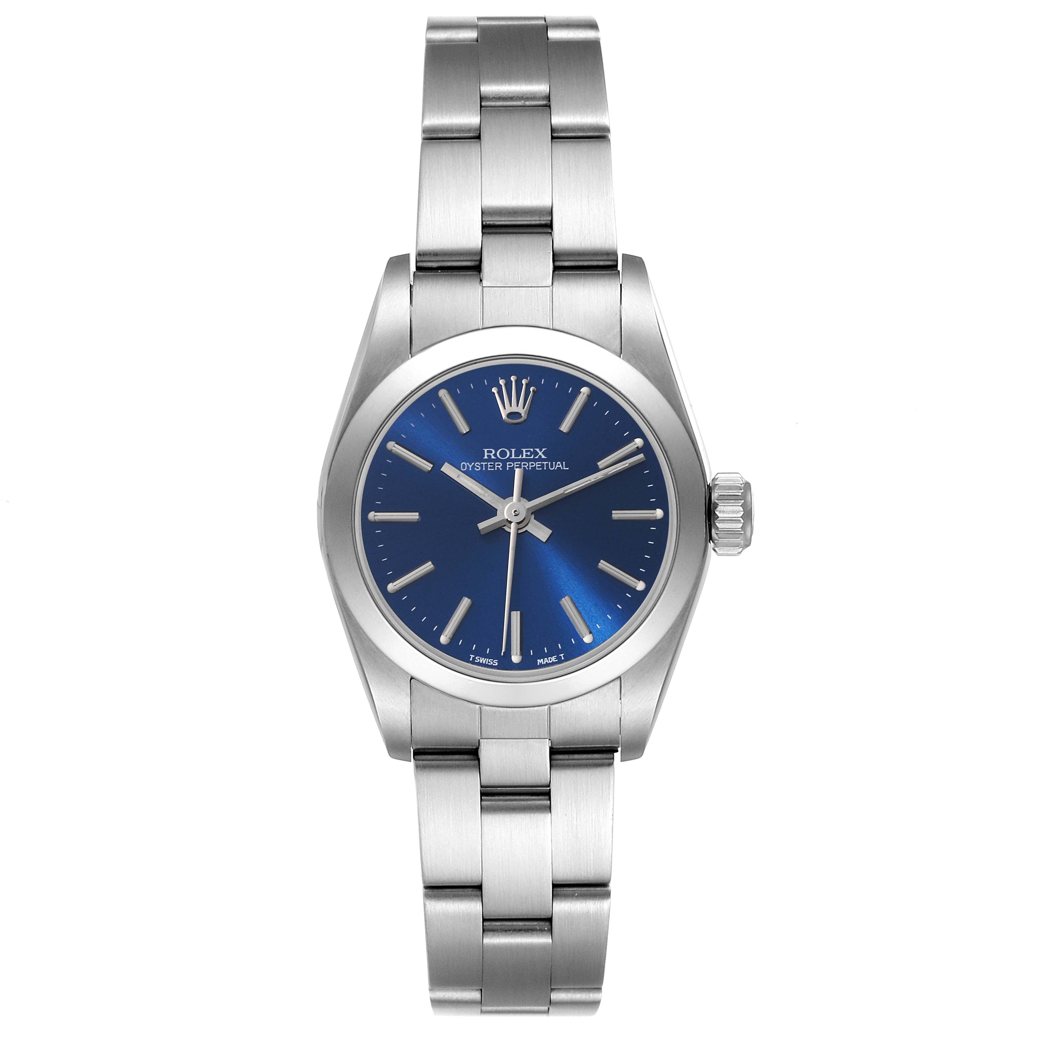 Rolex Oyster Perpetual Nondate Blue Dial Steel Ladies Watch 67180