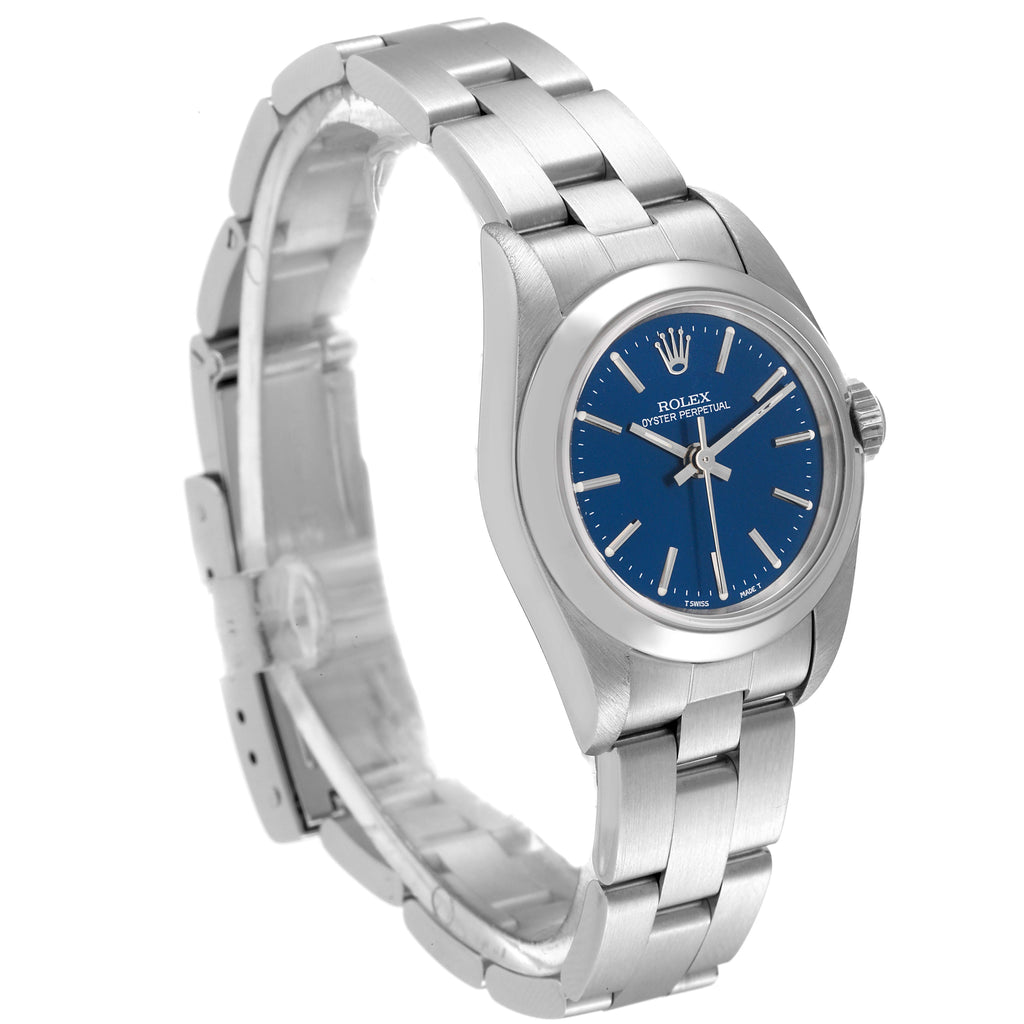 Rolex Oyster Perpetual Nondate Blue Dial Steel Ladies Watch 67180