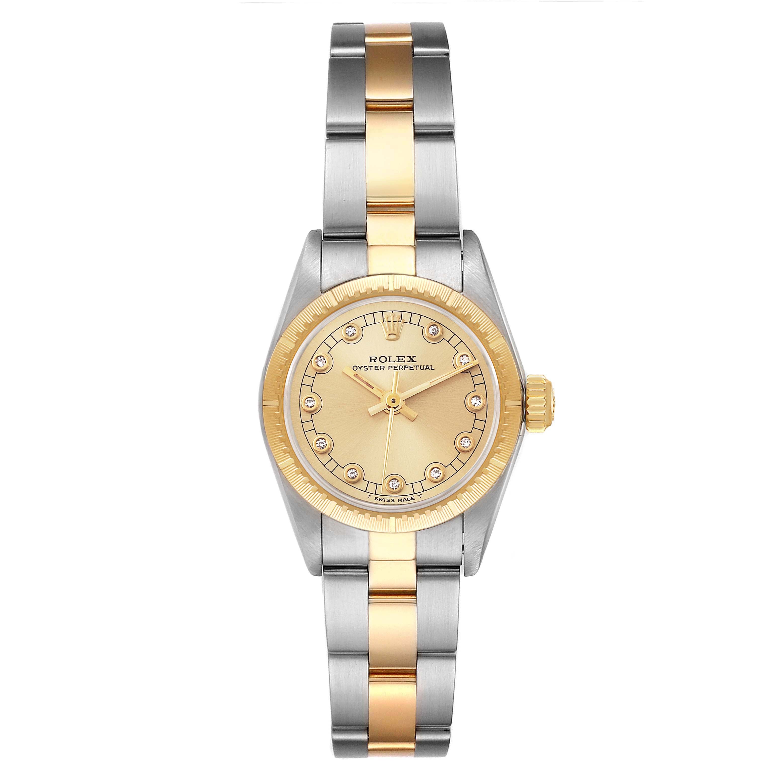 Rolex Oyster Perpetual NonDate Diamond Dial Ladies Watch 67243