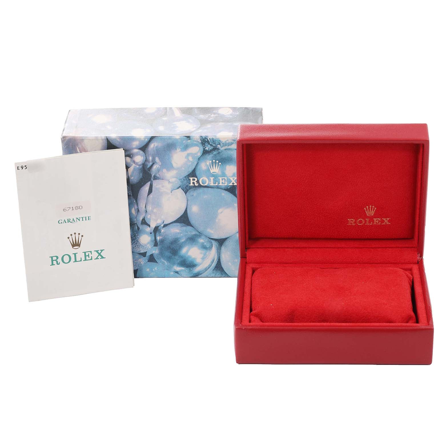 Rolex Oyster Perpetual Nondate Ladies Blue Dial Steel Watch 67180 Box Papers