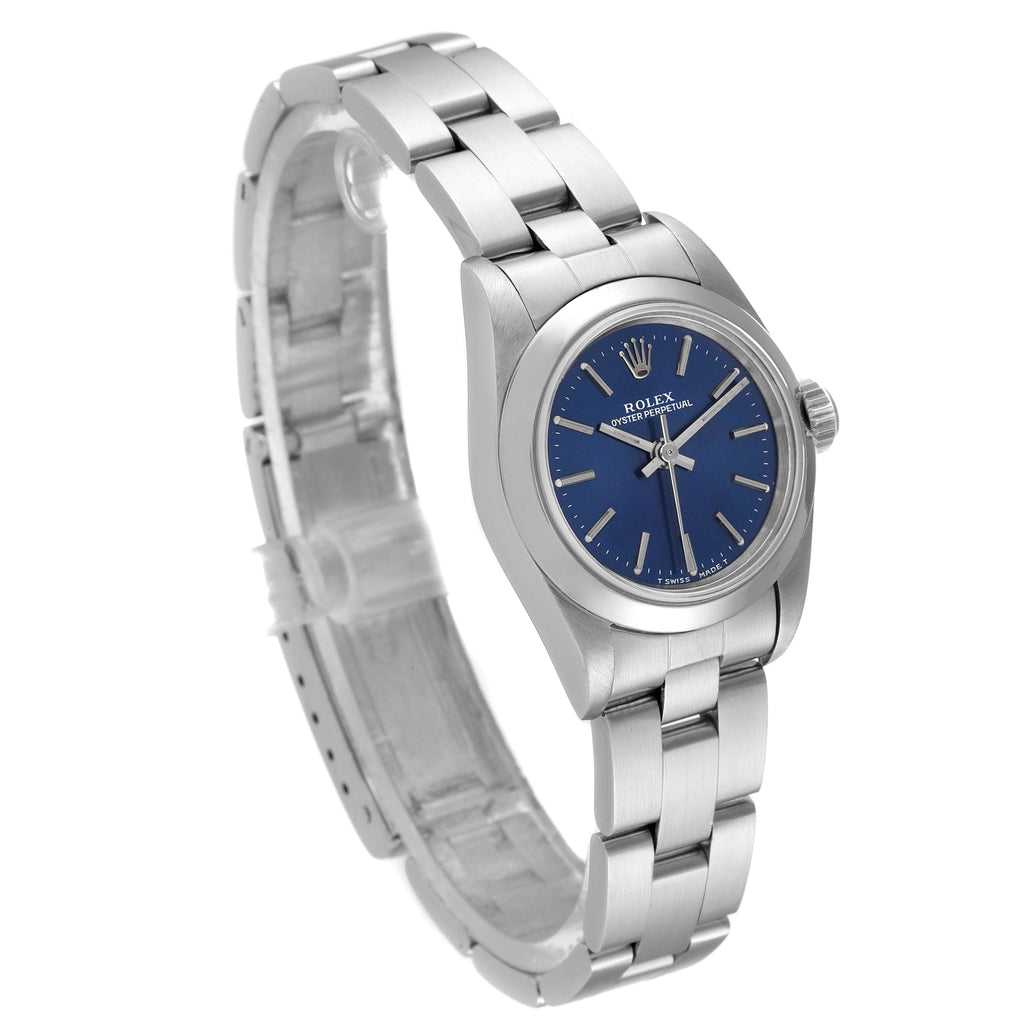 Rolex Oyster Perpetual Nondate Ladies Steel Blue Dial Watch 67180