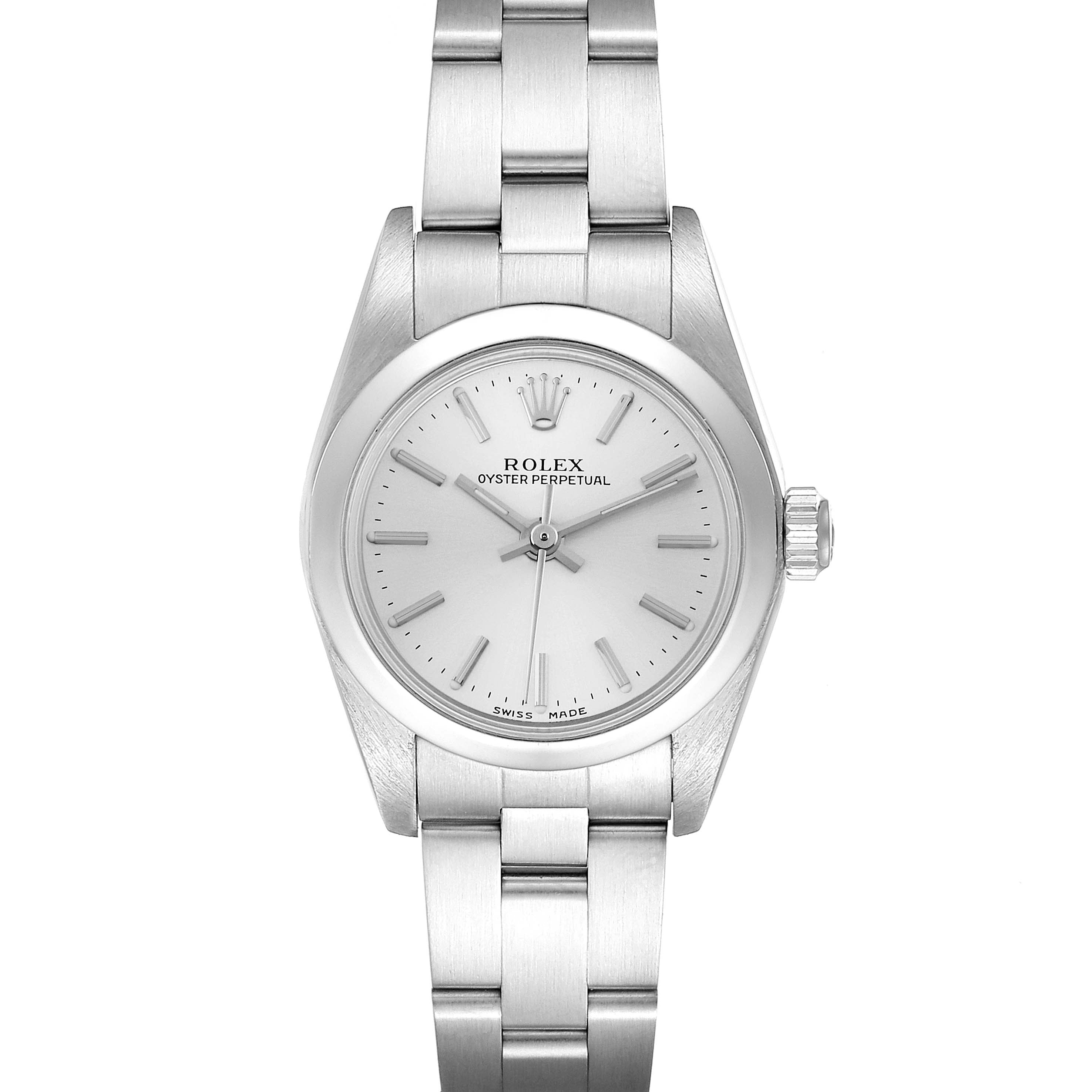 Rolex Oyster Perpetual Nondate Silver Dial Ladies Watch 76080