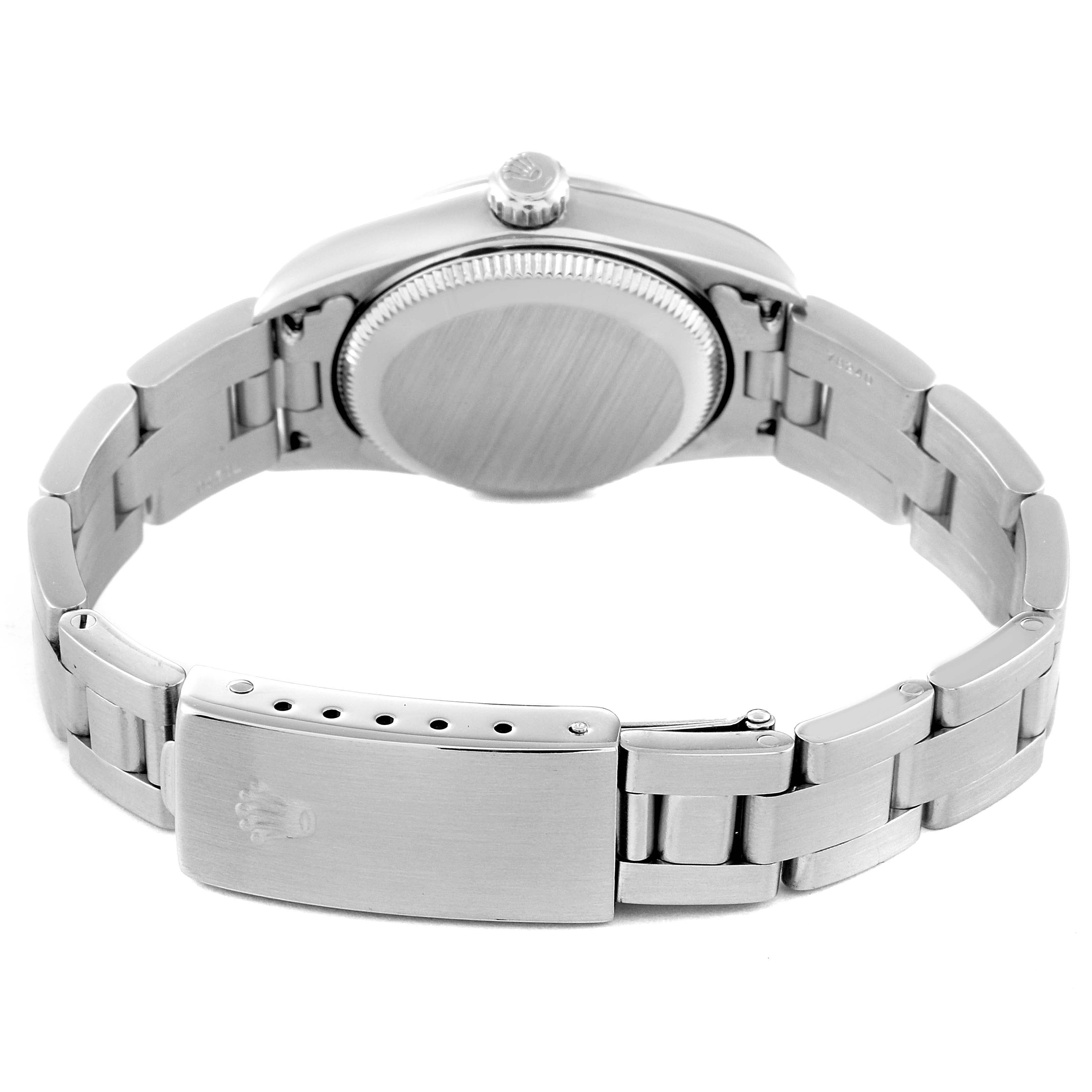 Rolex Oyster Perpetual Nondate Silver Dial Ladies Watch 76080 Box Papers