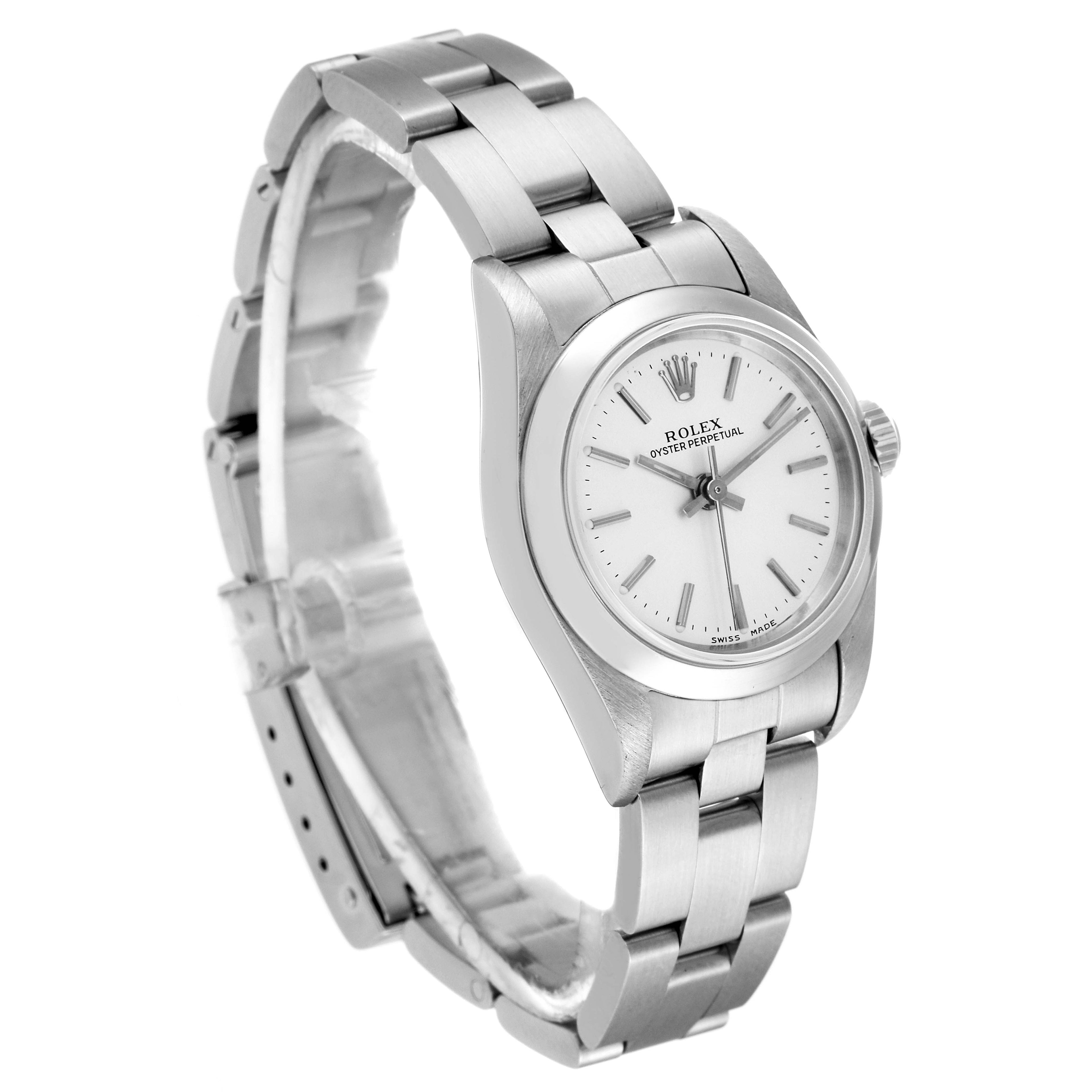 Rolex Oyster Perpetual Nondate Silver Dial Ladies Watch 76080 Box Papers