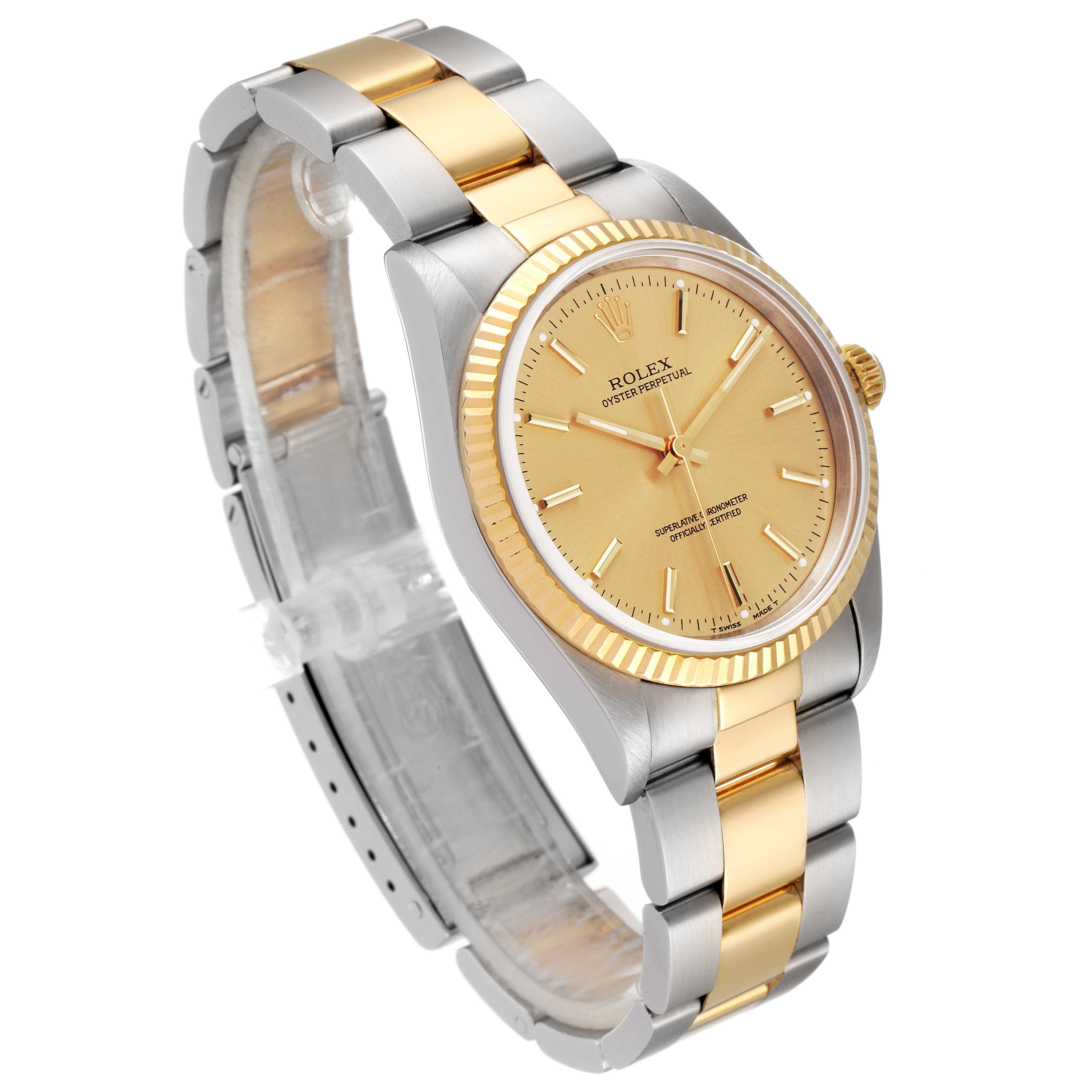 Rolex Oyster Perpetual NonDate Steel 18k Yellow Gold Mens Watch 14233