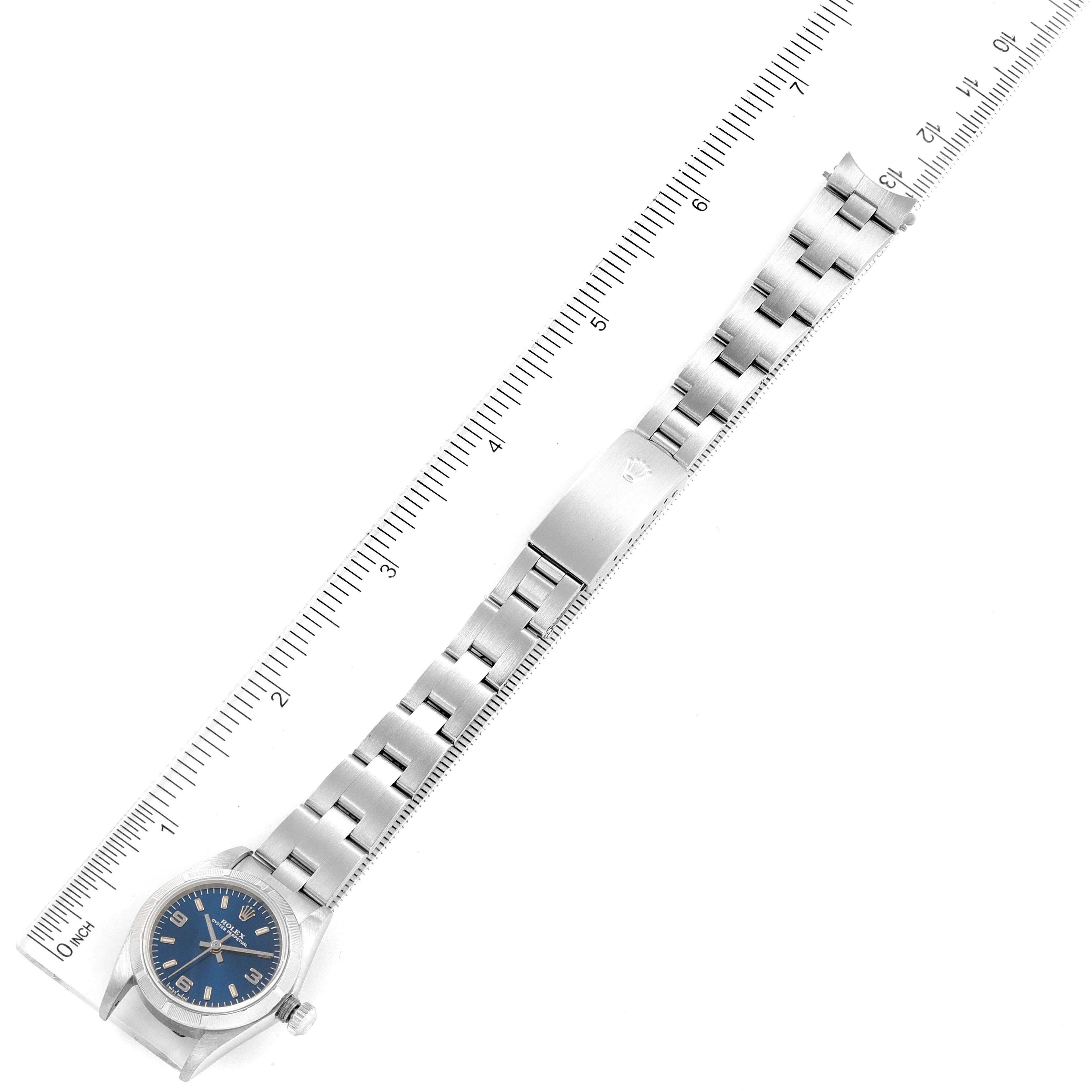 Rolex Oyster Perpetual NonDate Steel Blue Dial Ladies Watch 76030
