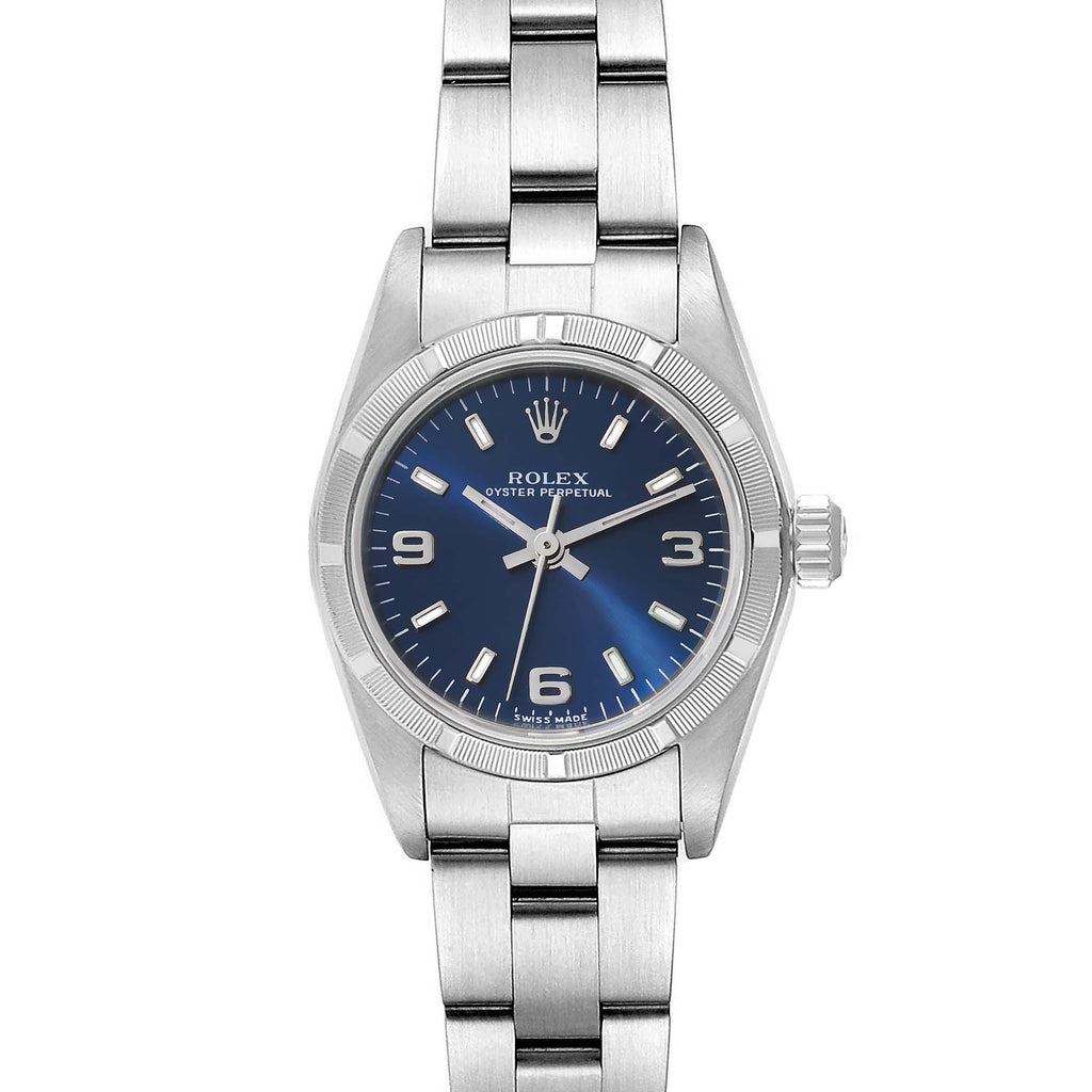 Rolex Oyster Perpetual NonDate Steel Blue Dial Ladies Watch 76030