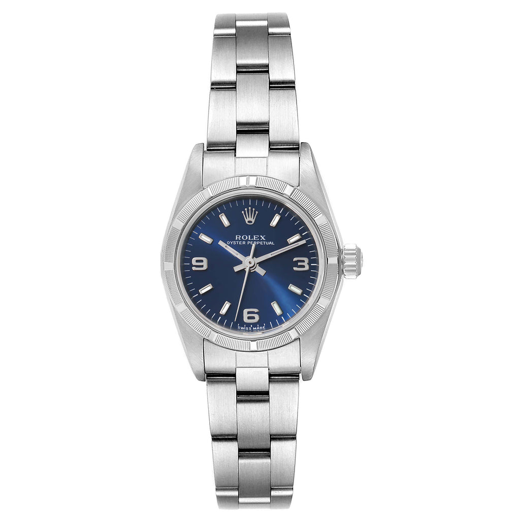 Rolex Oyster Perpetual NonDate Steel Blue Dial Ladies Watch 76030