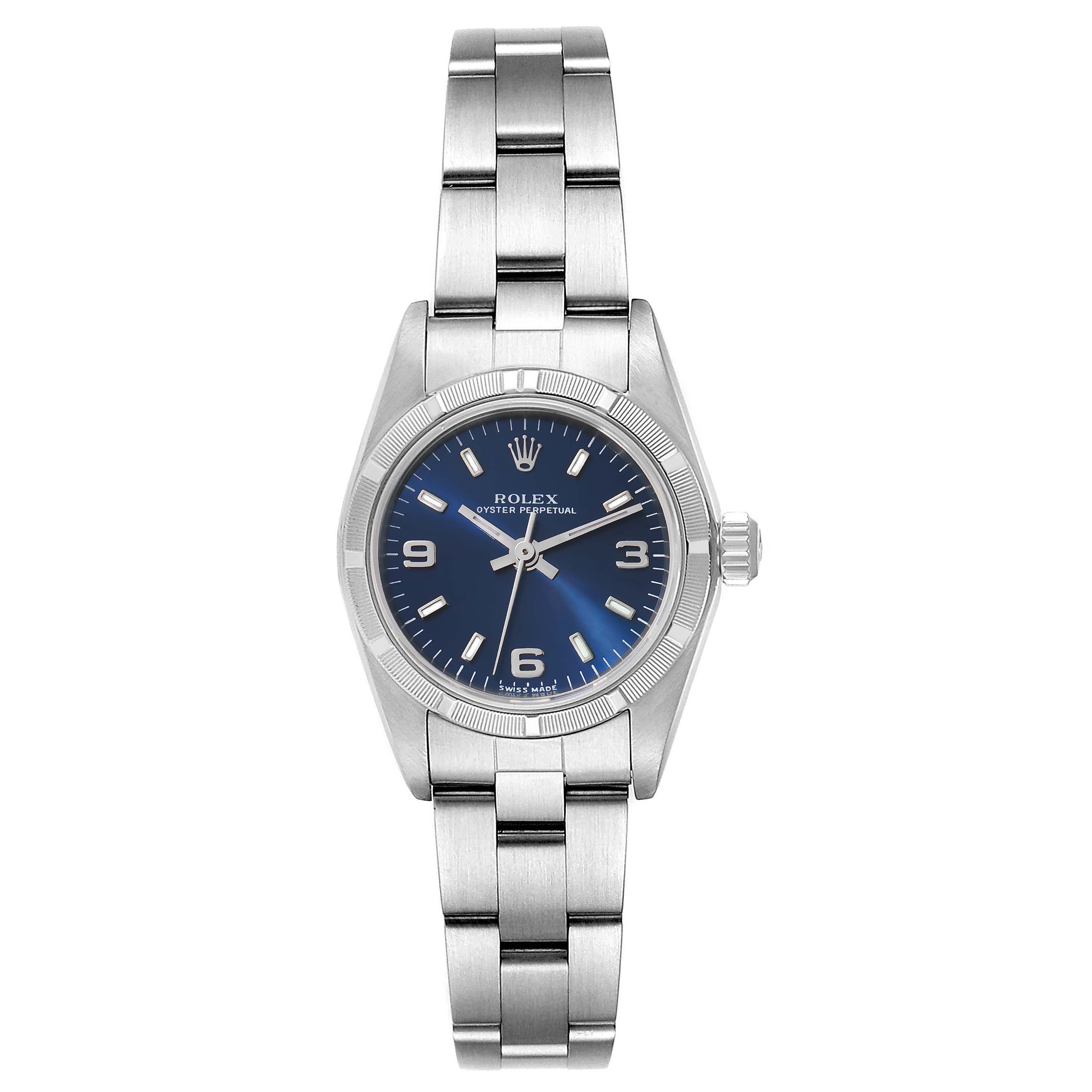 Rolex Oyster Perpetual NonDate Steel Blue Dial Ladies Watch 76030