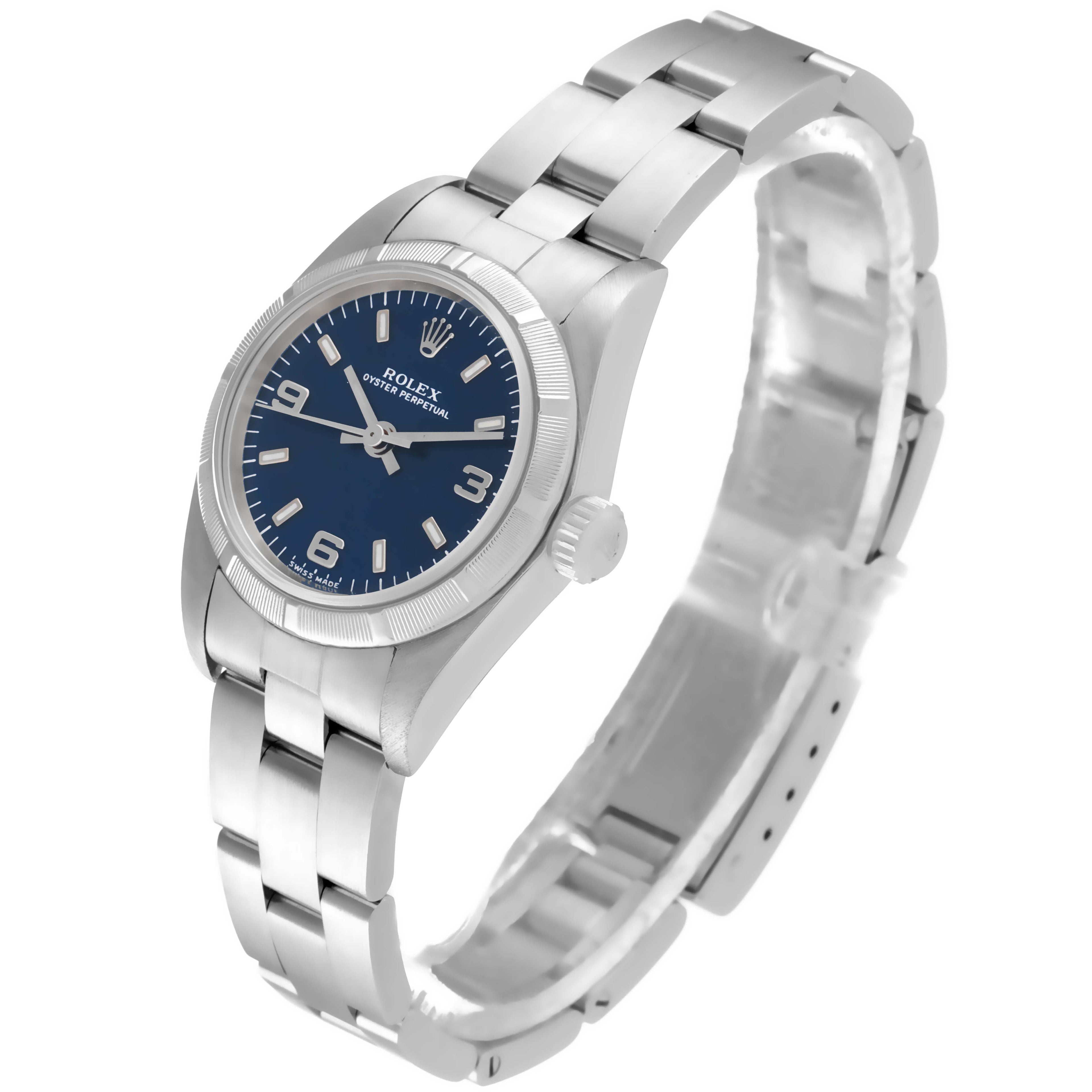 Rolex Oyster Perpetual NonDate Steel Blue Dial Ladies Watch 76030