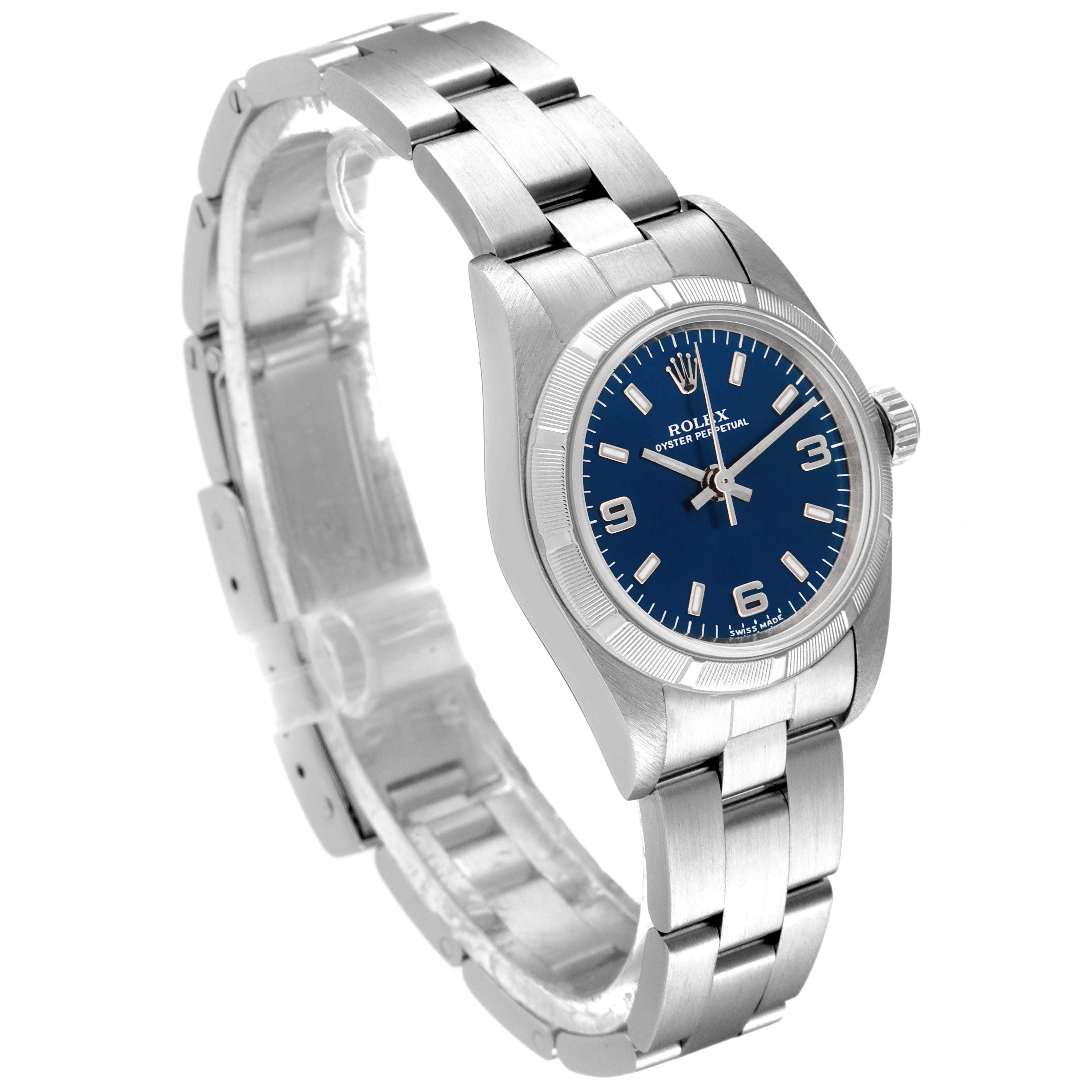 Rolex Oyster Perpetual NonDate Steel Blue Dial Ladies Watch 76030
