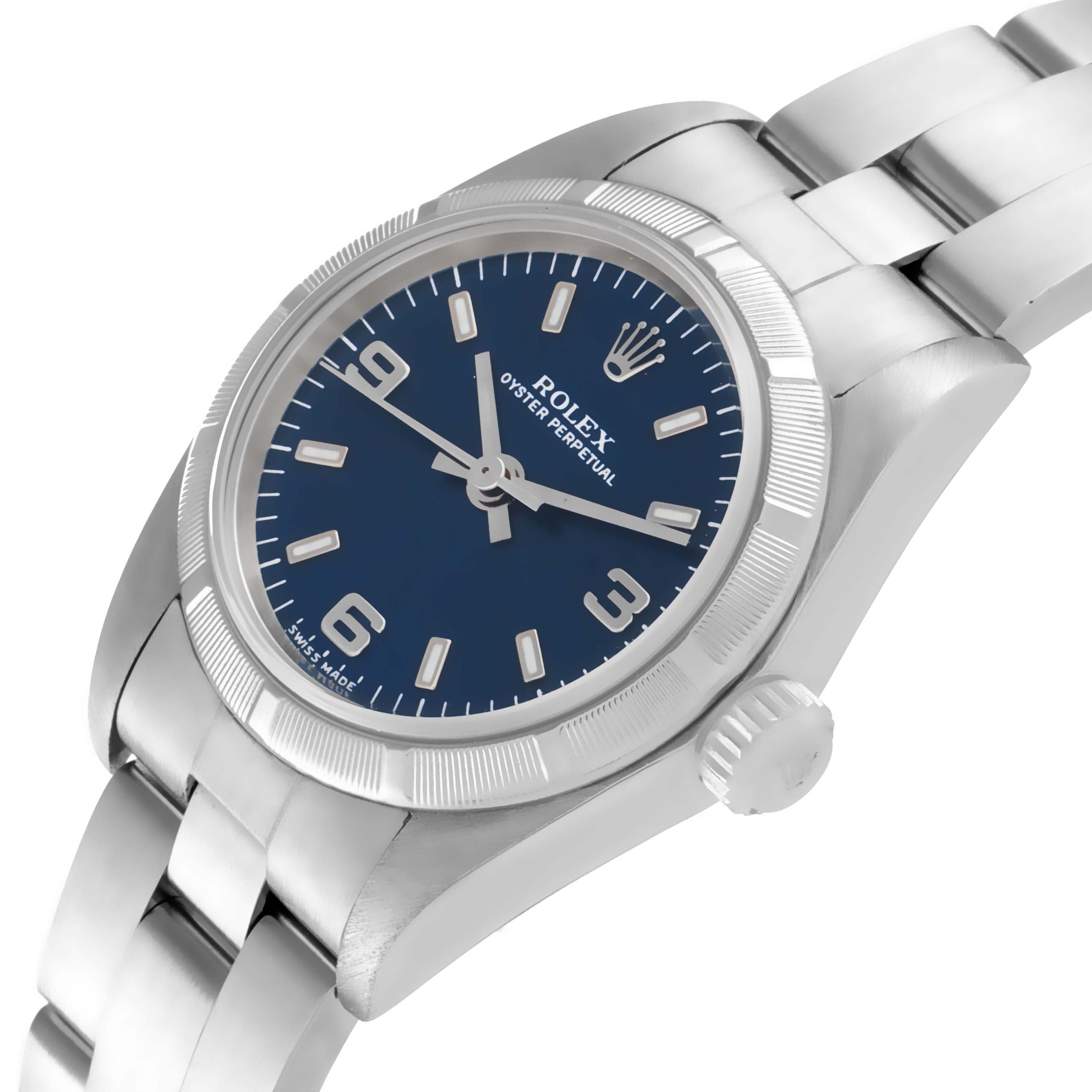Rolex Oyster Perpetual NonDate Steel Blue Dial Ladies Watch 76030
