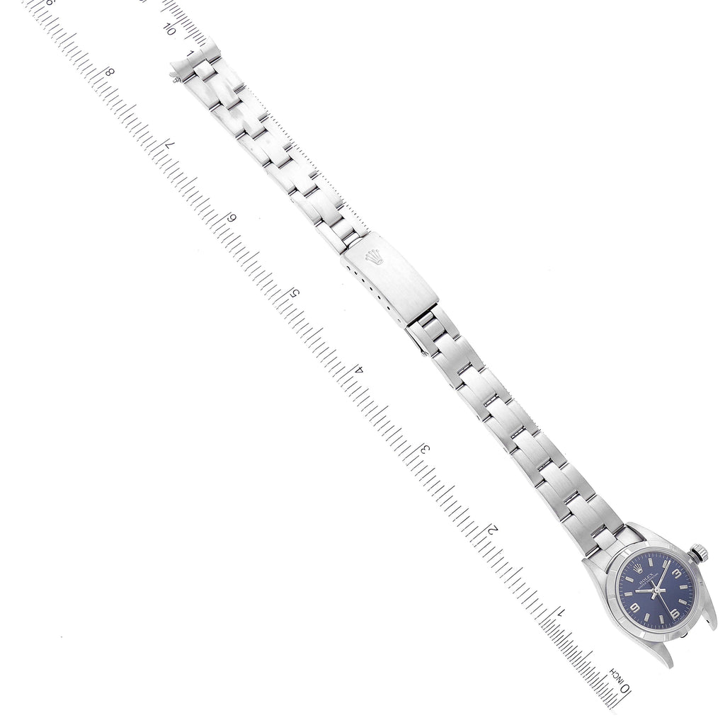 Rolex Oyster Perpetual NonDate Steel Blue Dial Ladies Watch 76030 Papers