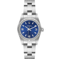 Rolex Oyster Perpetual NonDate Steel Blue Dial Ladies Watch 76030 Papers
