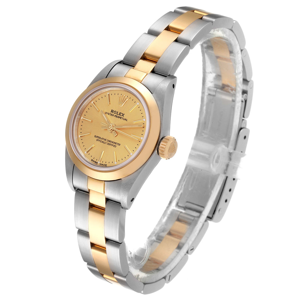 Rolex Oyster Perpetual Steel Yellow Gold Ladies Watch 67183 Box Papers