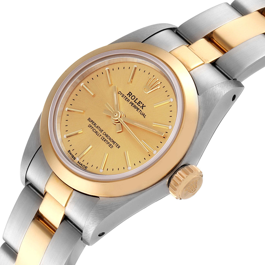 Rolex Oyster Perpetual Steel Yellow Gold Ladies Watch 67183 Box Papers