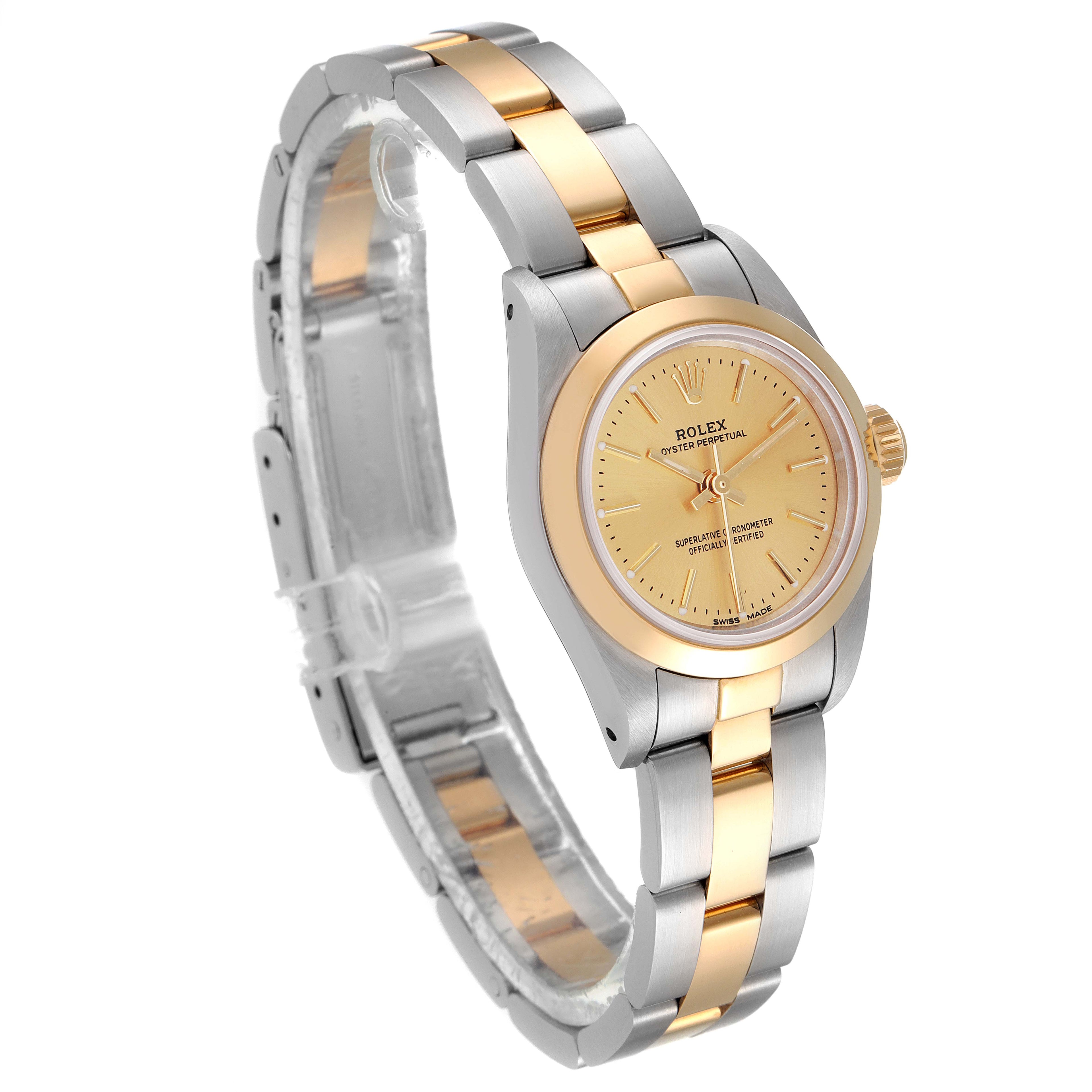 Rolex Oyster Perpetual Steel Yellow Gold Ladies Watch 67183 Box Papers